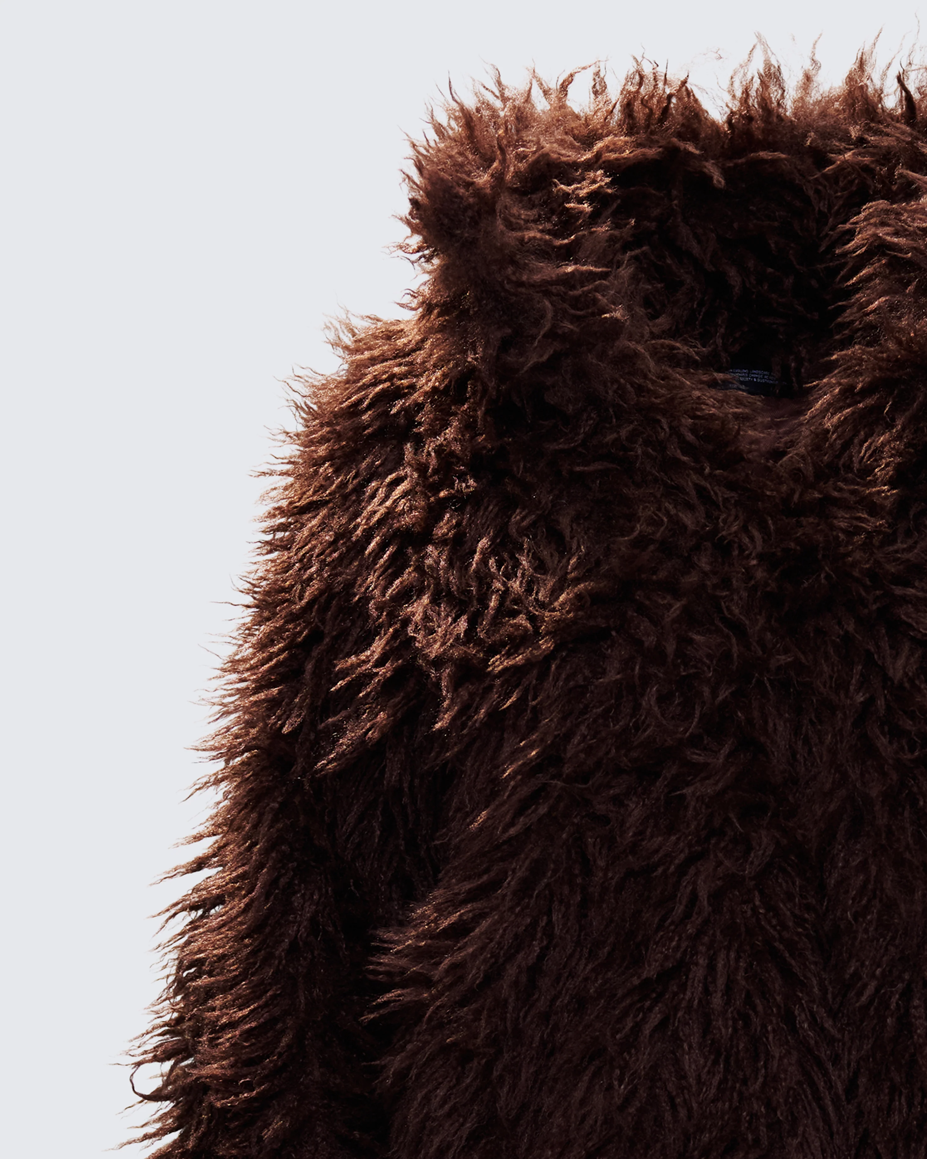 Fae Brown Boxy Faux Fur Coat - Image 6