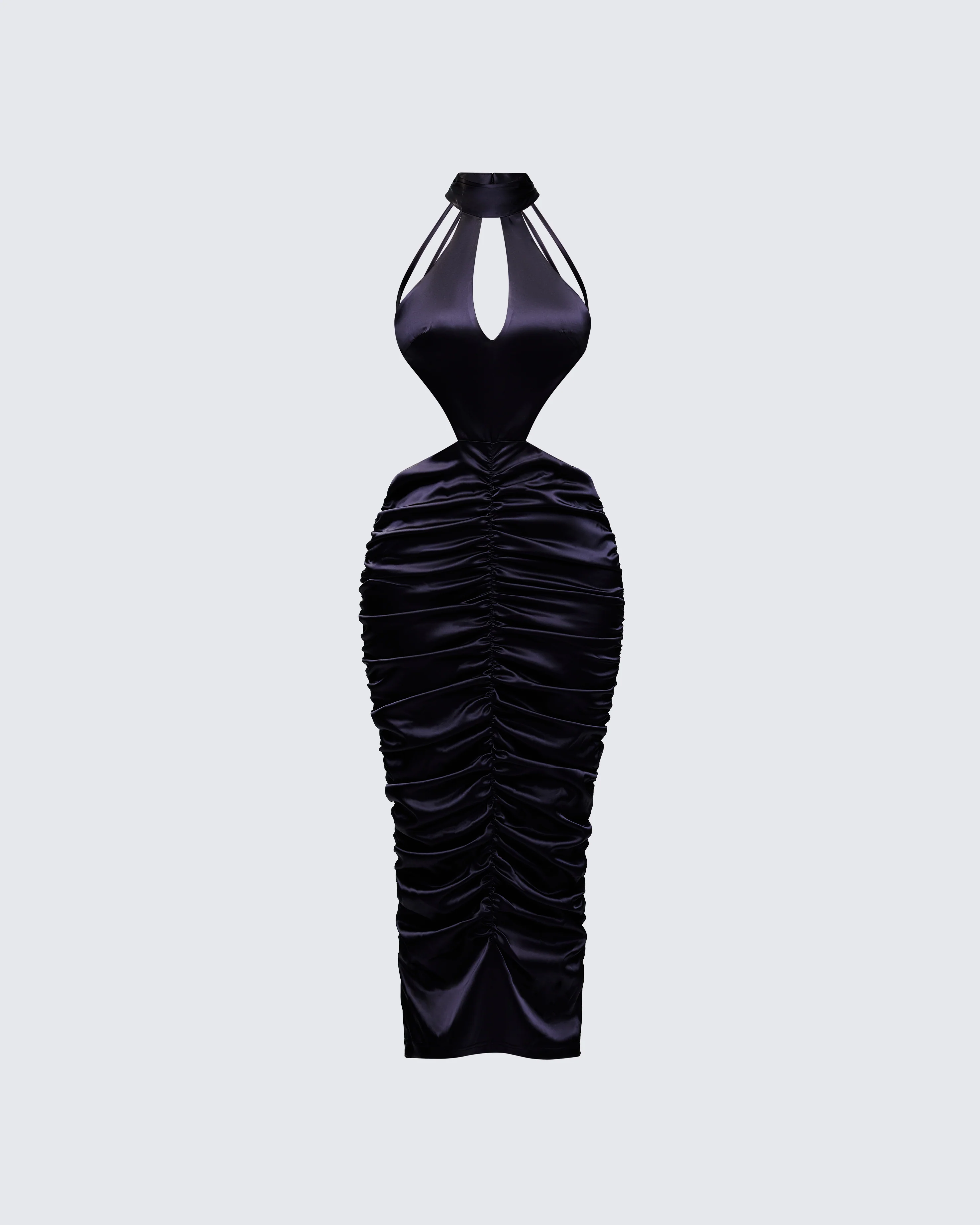 Junia Black Ruched Midi Dress