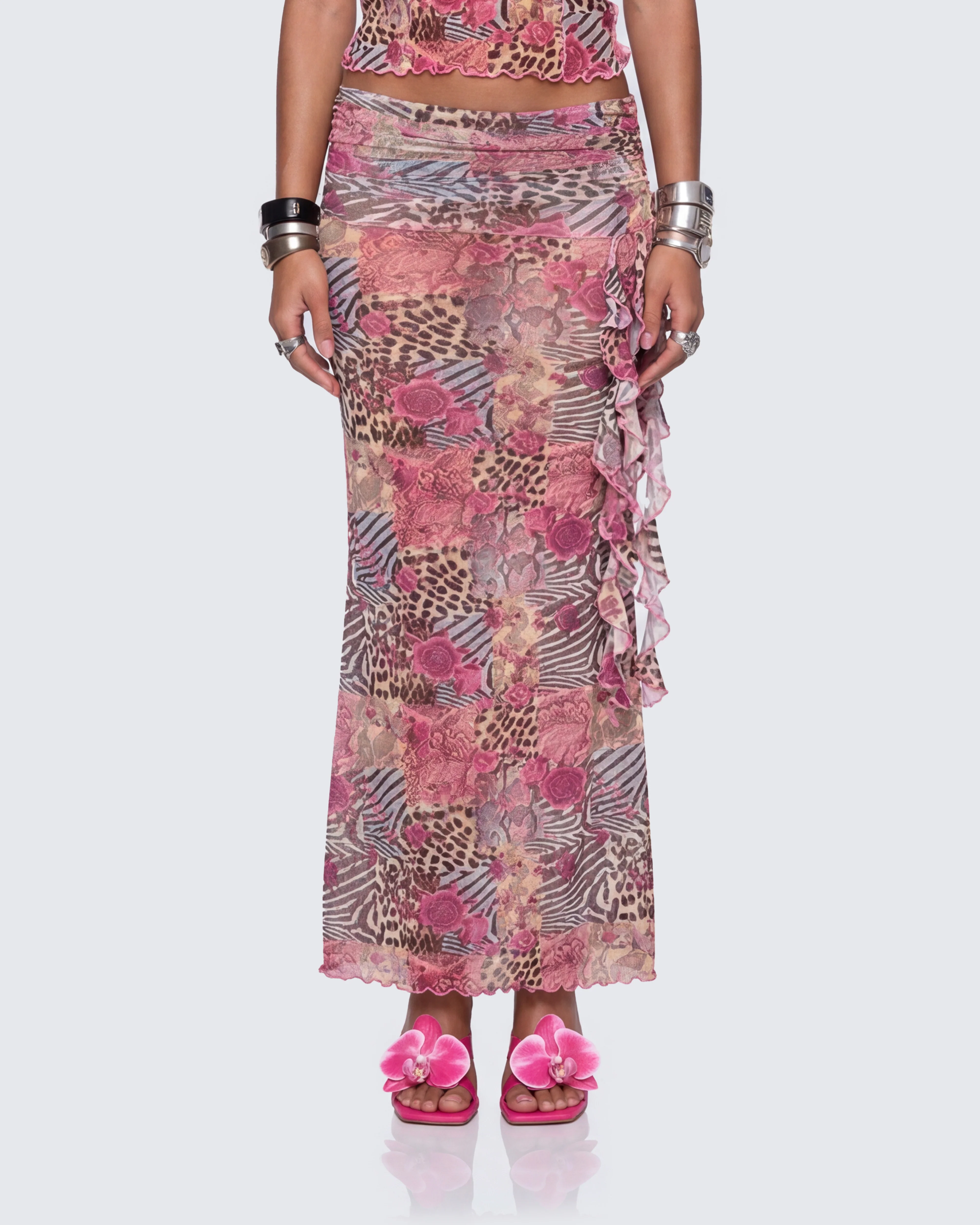 Kani Multi Printed Mesh Maxi Skirt - Image 2