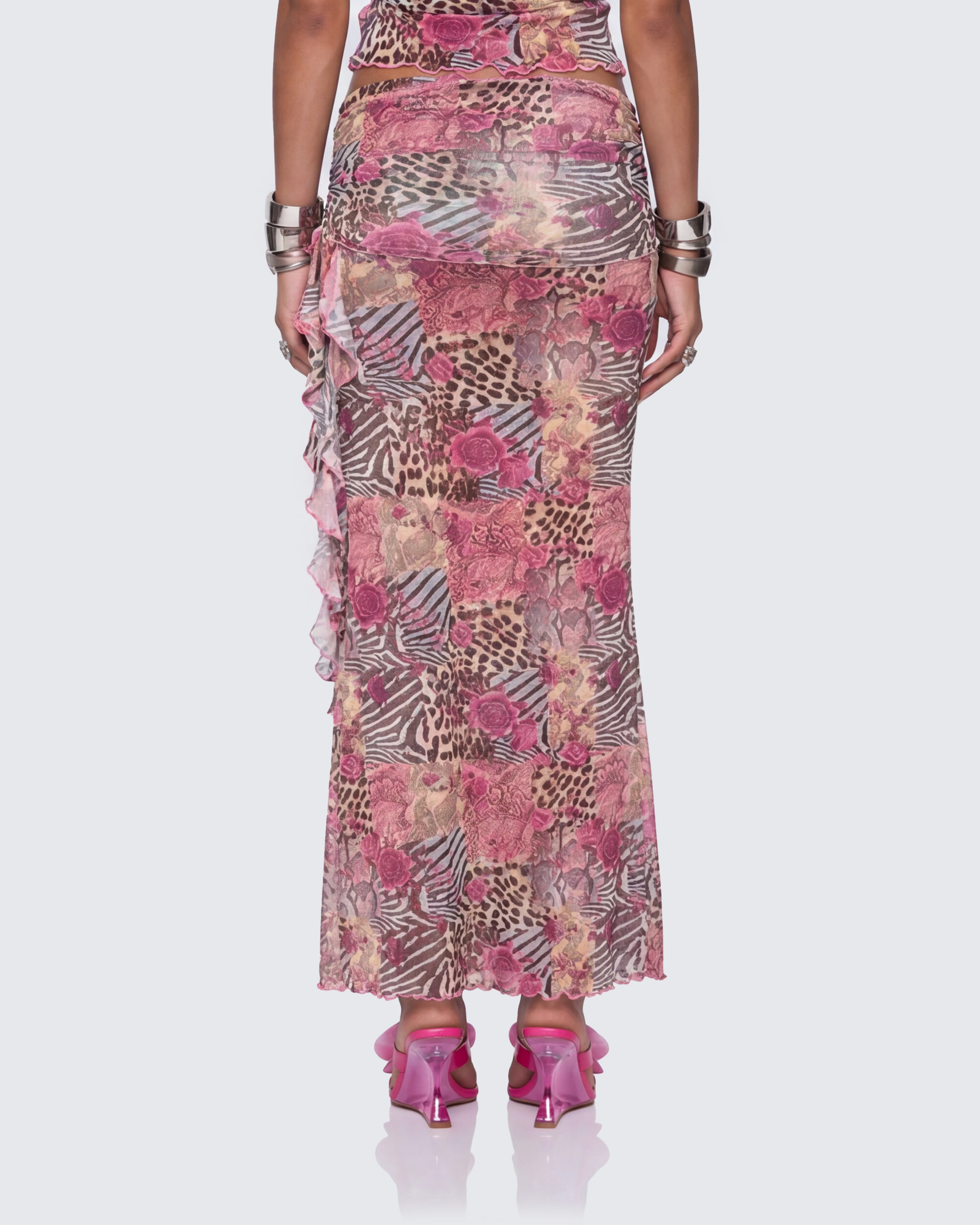Kani Multi Printed Mesh Maxi Skirt - Image 4