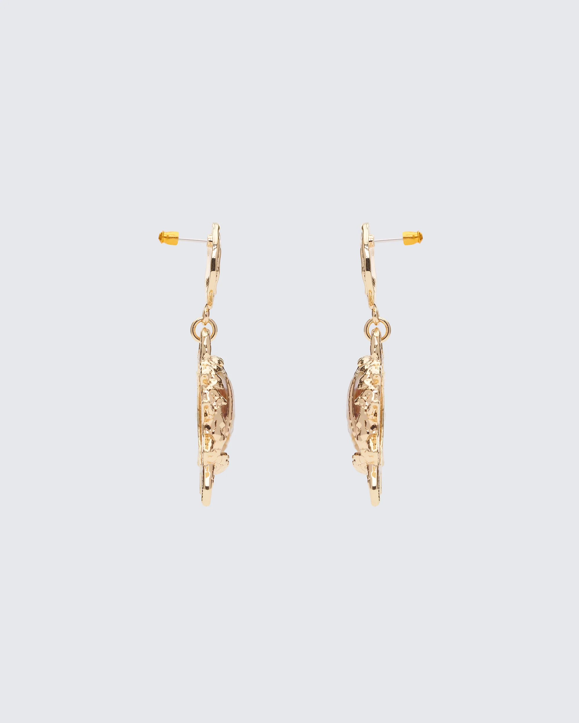 Kareina Gold Molten Shell Dangle Earrings - Image 2