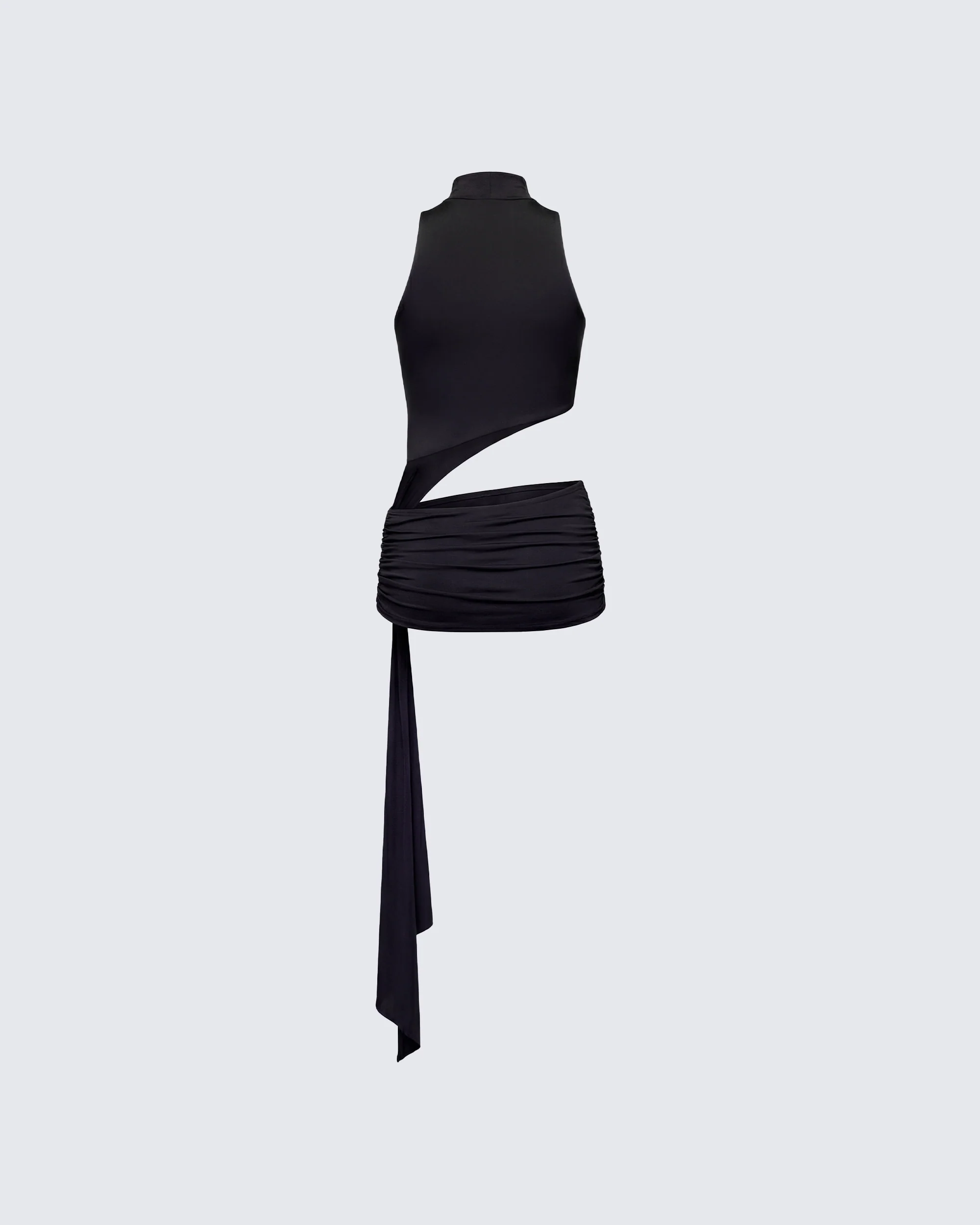 Lisi Black High Neck Cut Away Jersey Mini Dress - Image 2