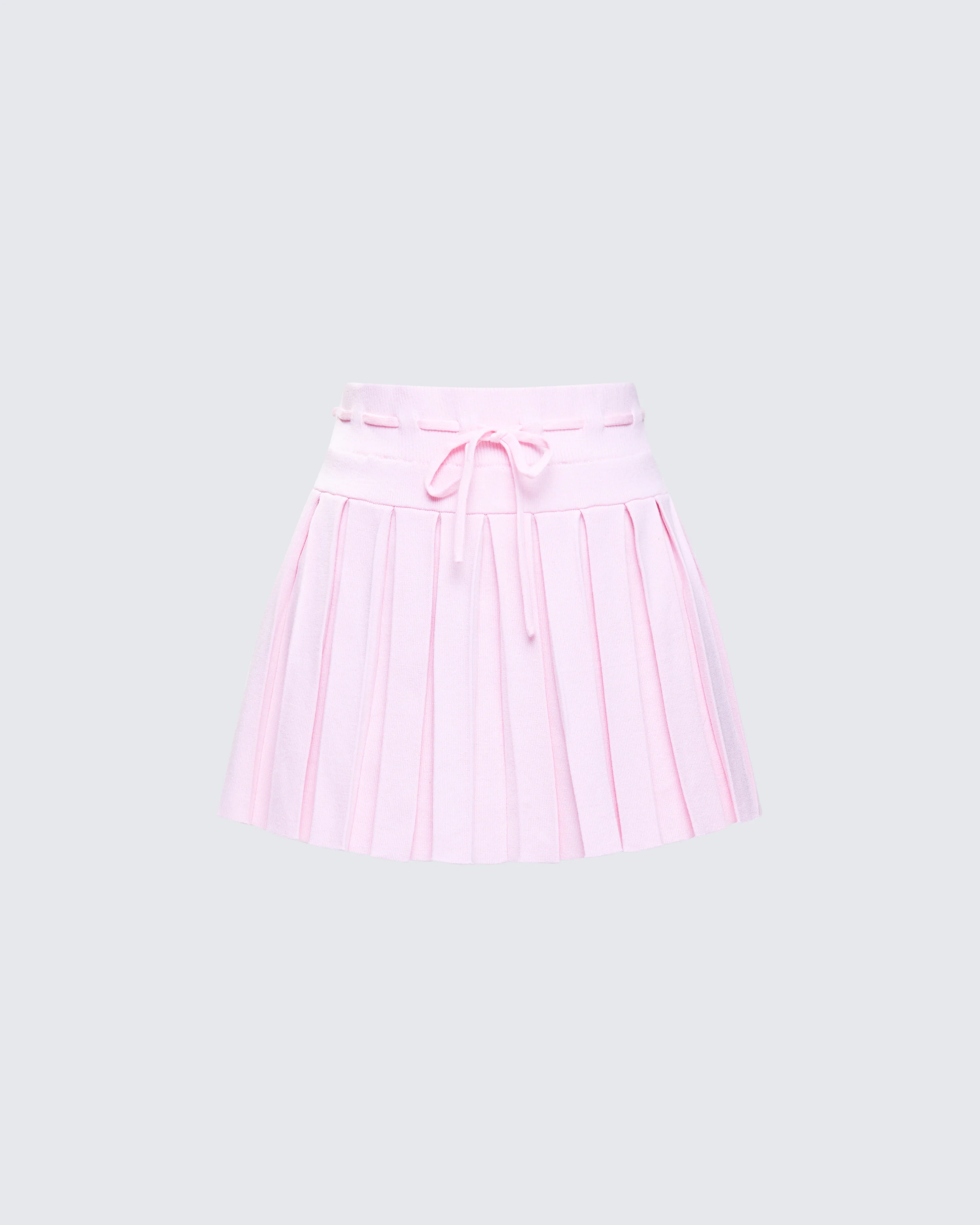 Lucien Pink Ribbon Path Knitted Pleated Skirt
