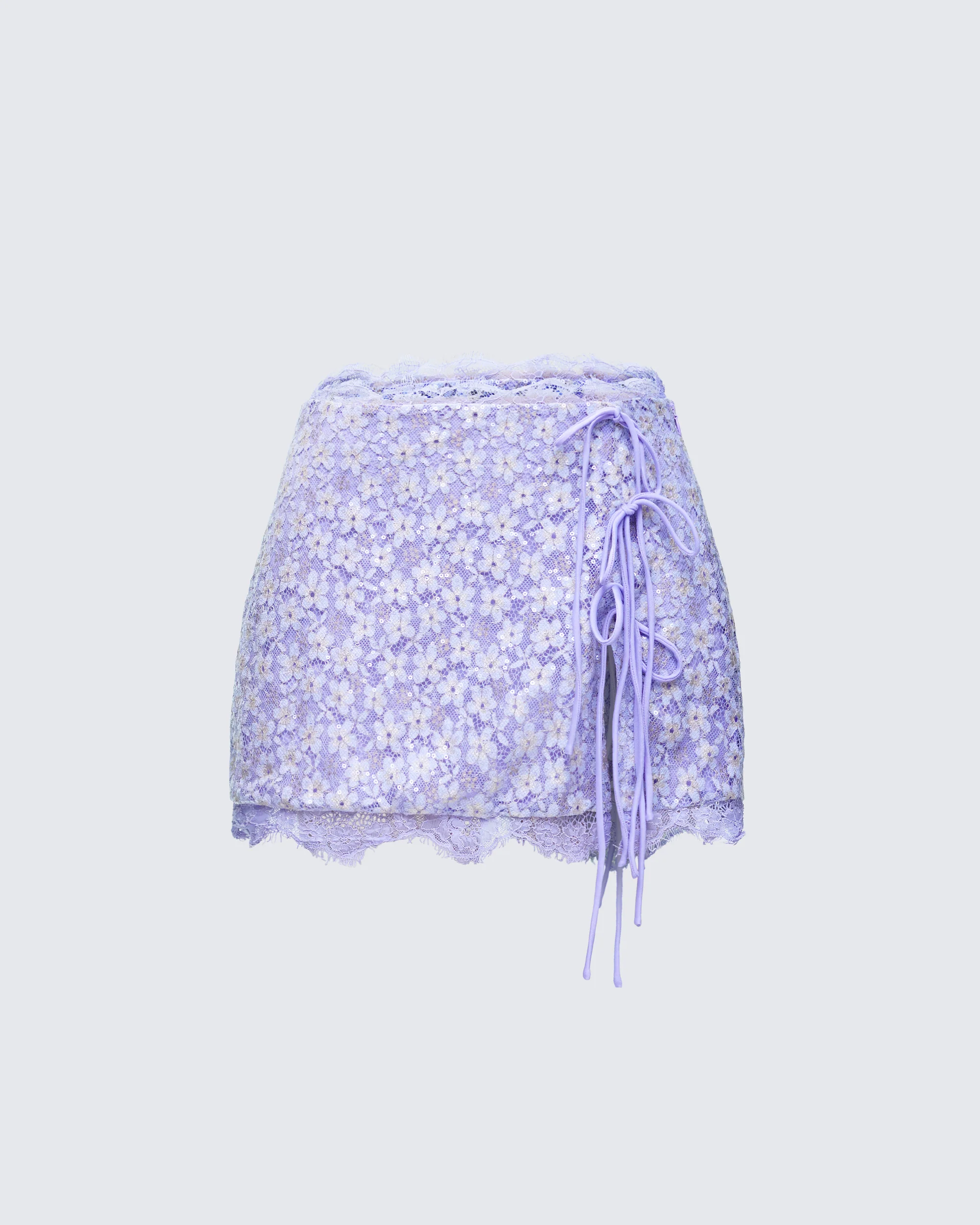 Lucille Purple Sequin Tie Mini Skirt