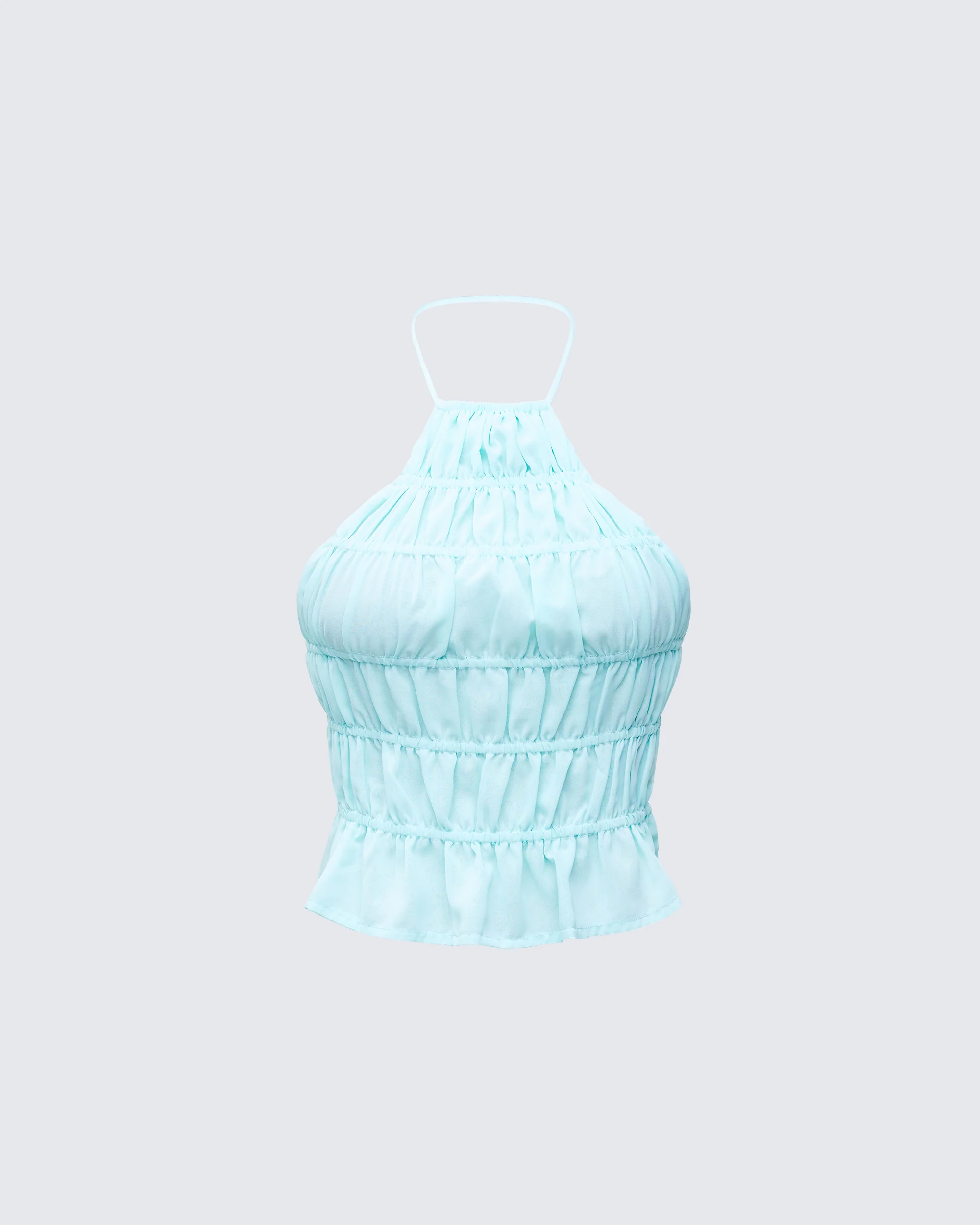 Luneth Blue Backless Halter Neck Top