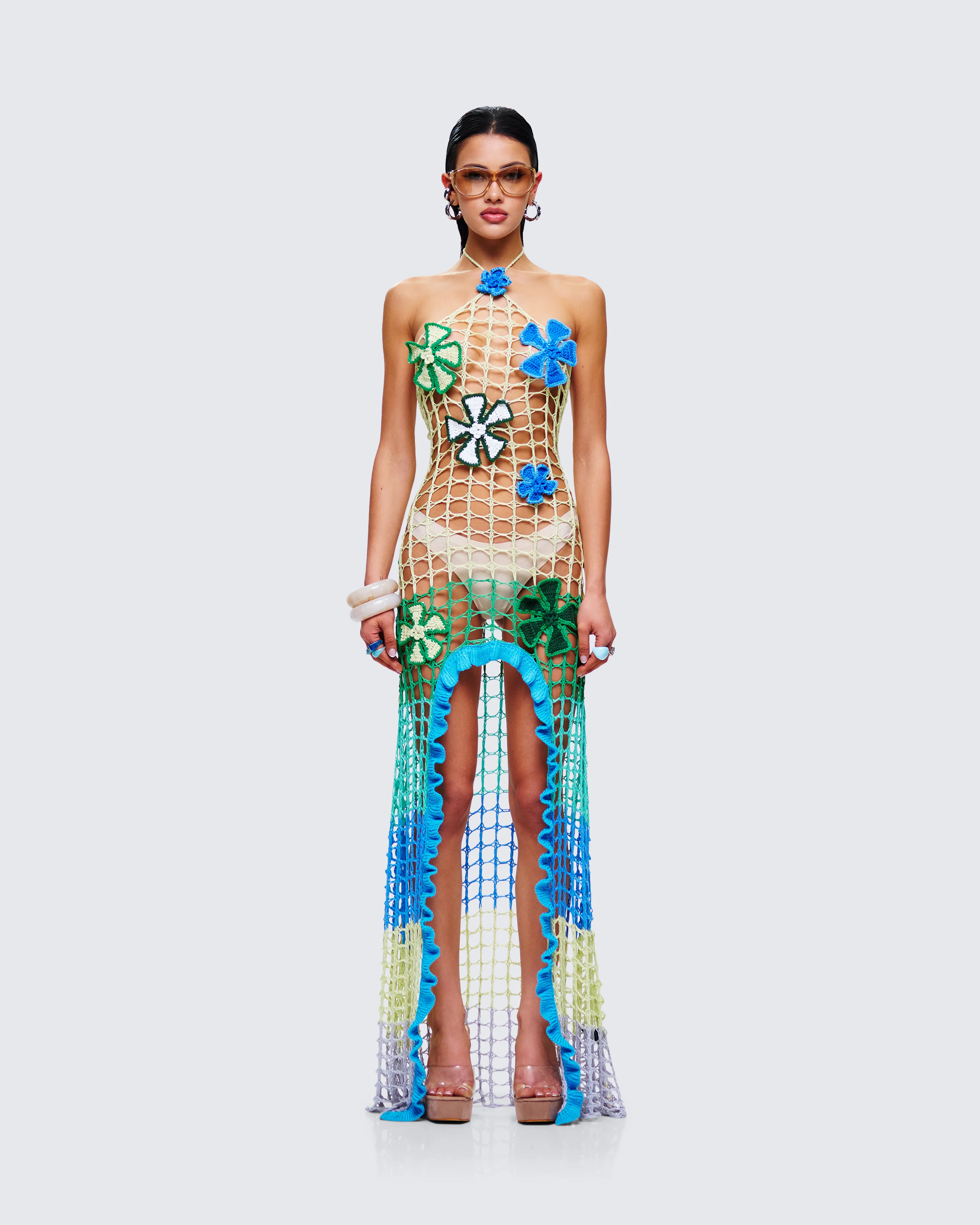 Mael Multi Crochet Floral Applique Dress - Image 3