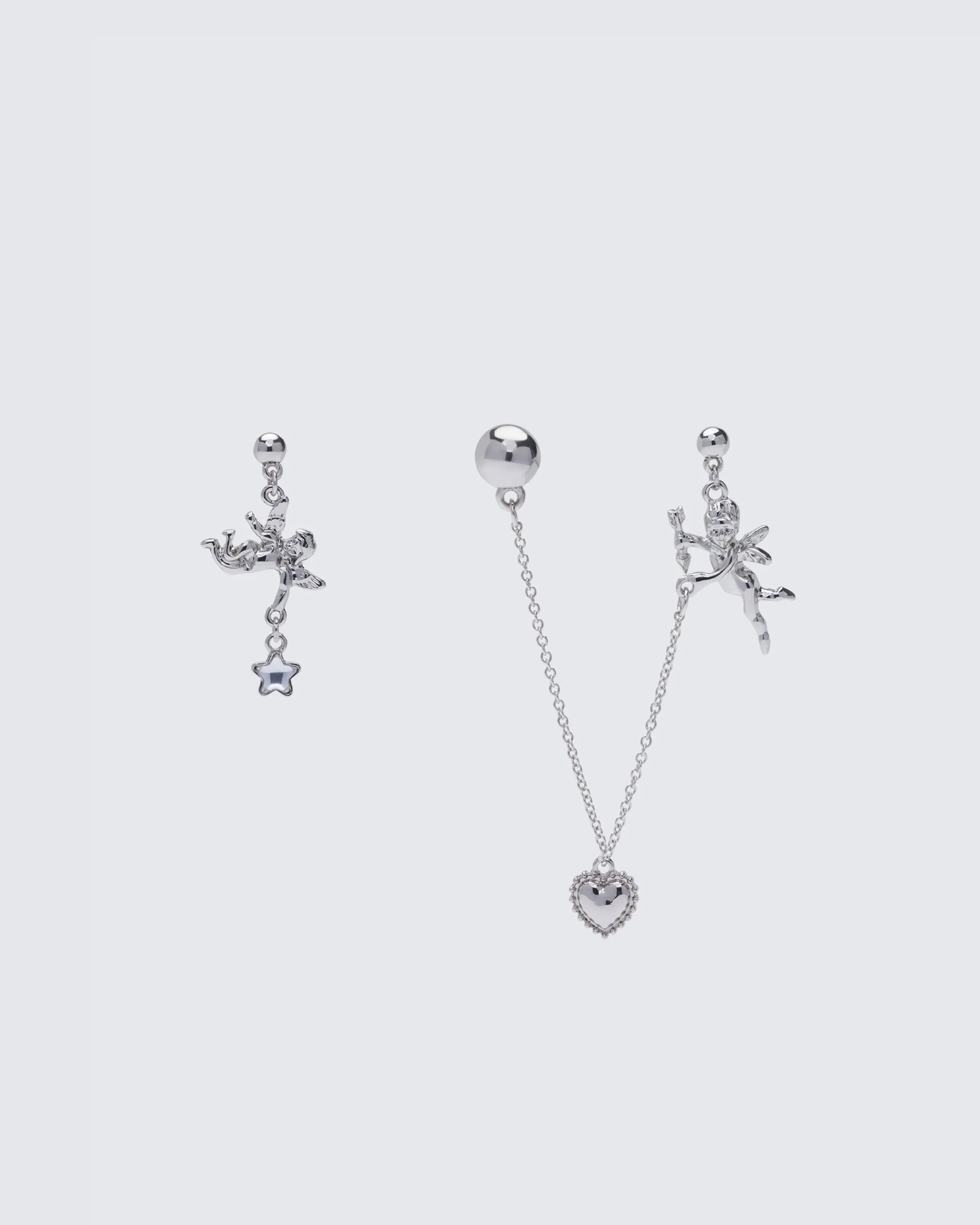 Malaika Silver Cherub Earring Set