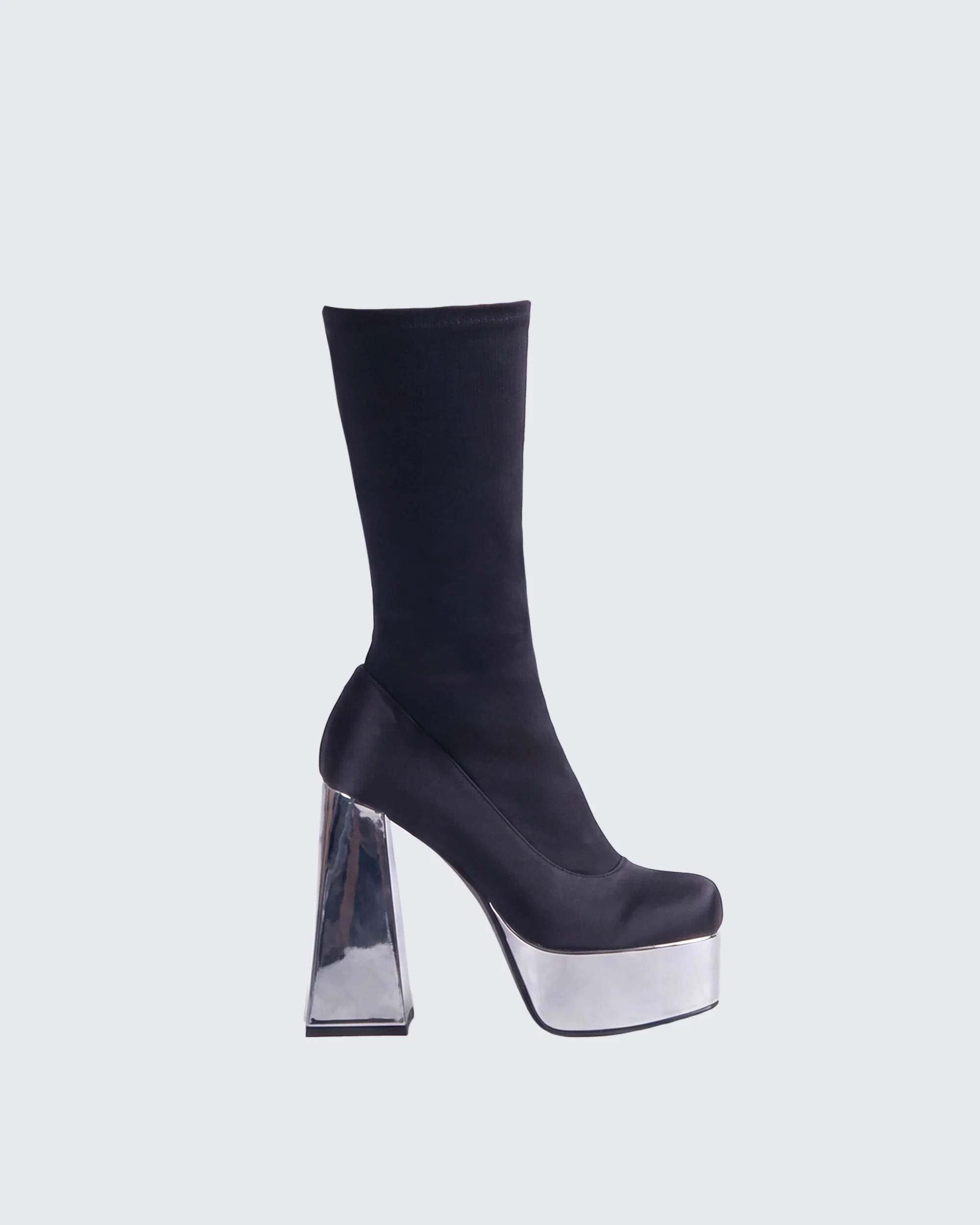 Marcil Black Heeled Platform Boot