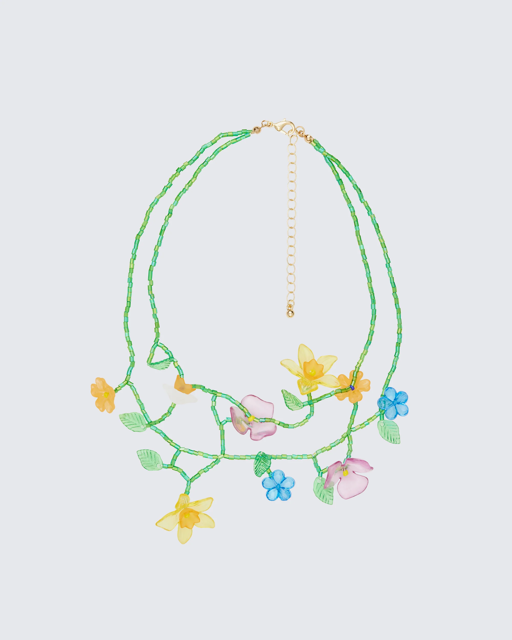 Marin Green Beaded Floral Necklace