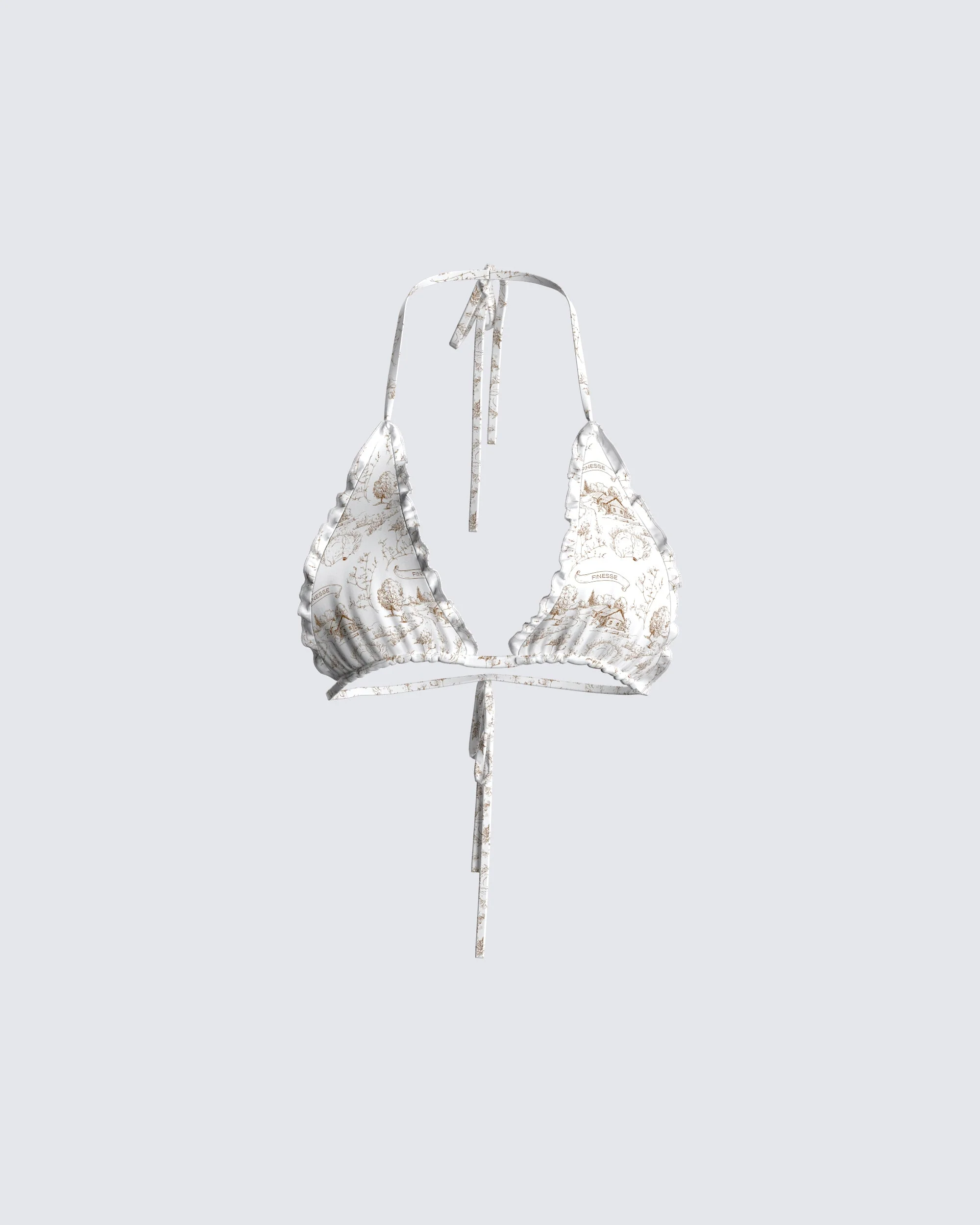 Mason White Print Bikini Top