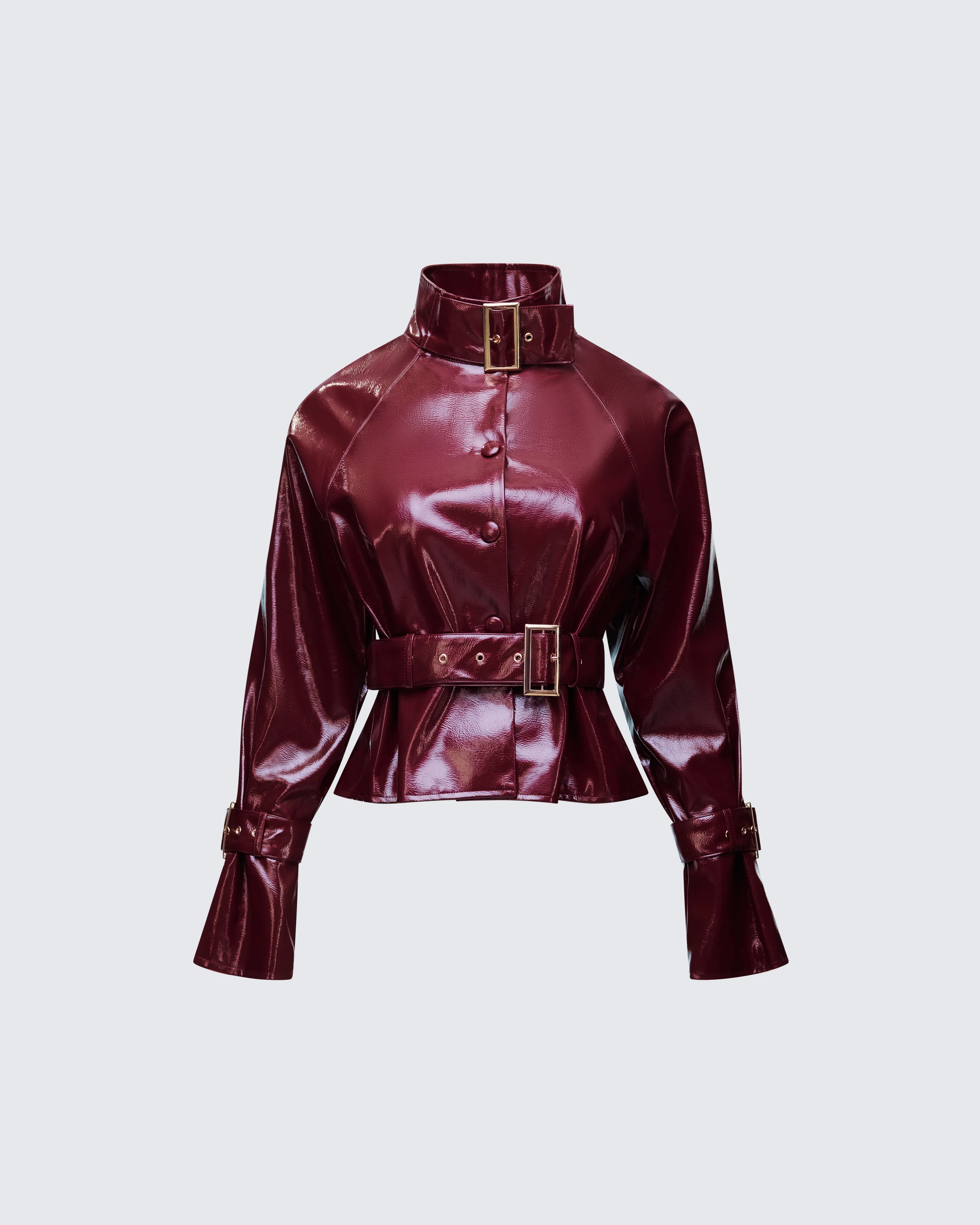 Matilde Plum Vegan Leather Buckle Detail Jacket