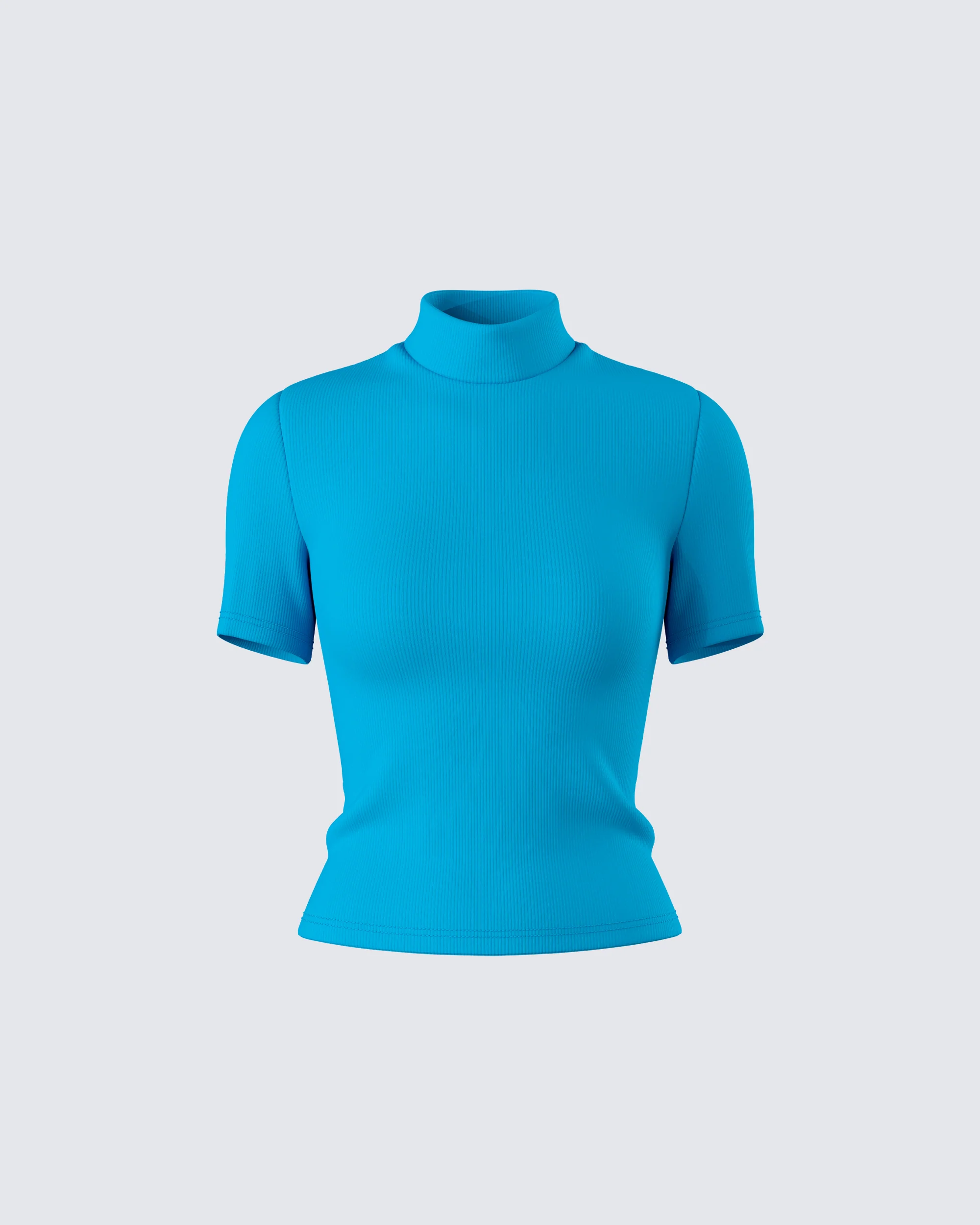 Maz Turquoise Rib Mock Neck Top