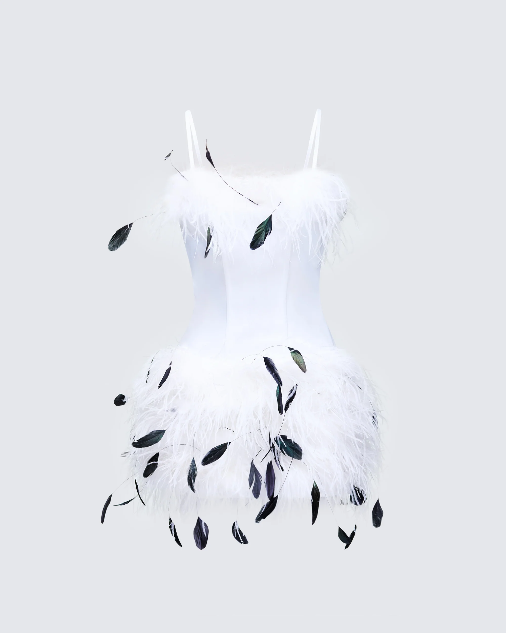 Meadow White Feather Backless Mini Dress