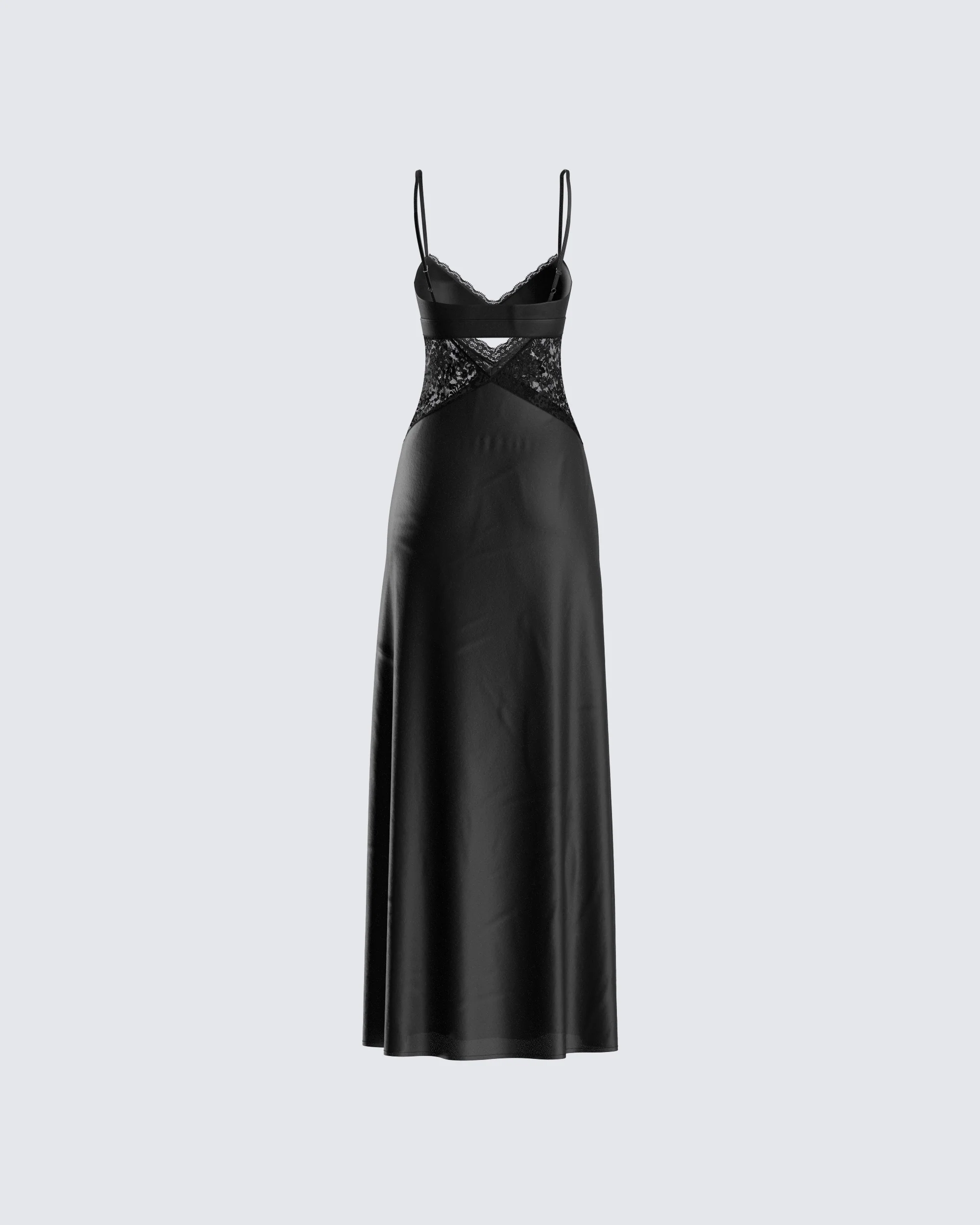 Mei Black Lace Insert Maxi Dress - Image 3