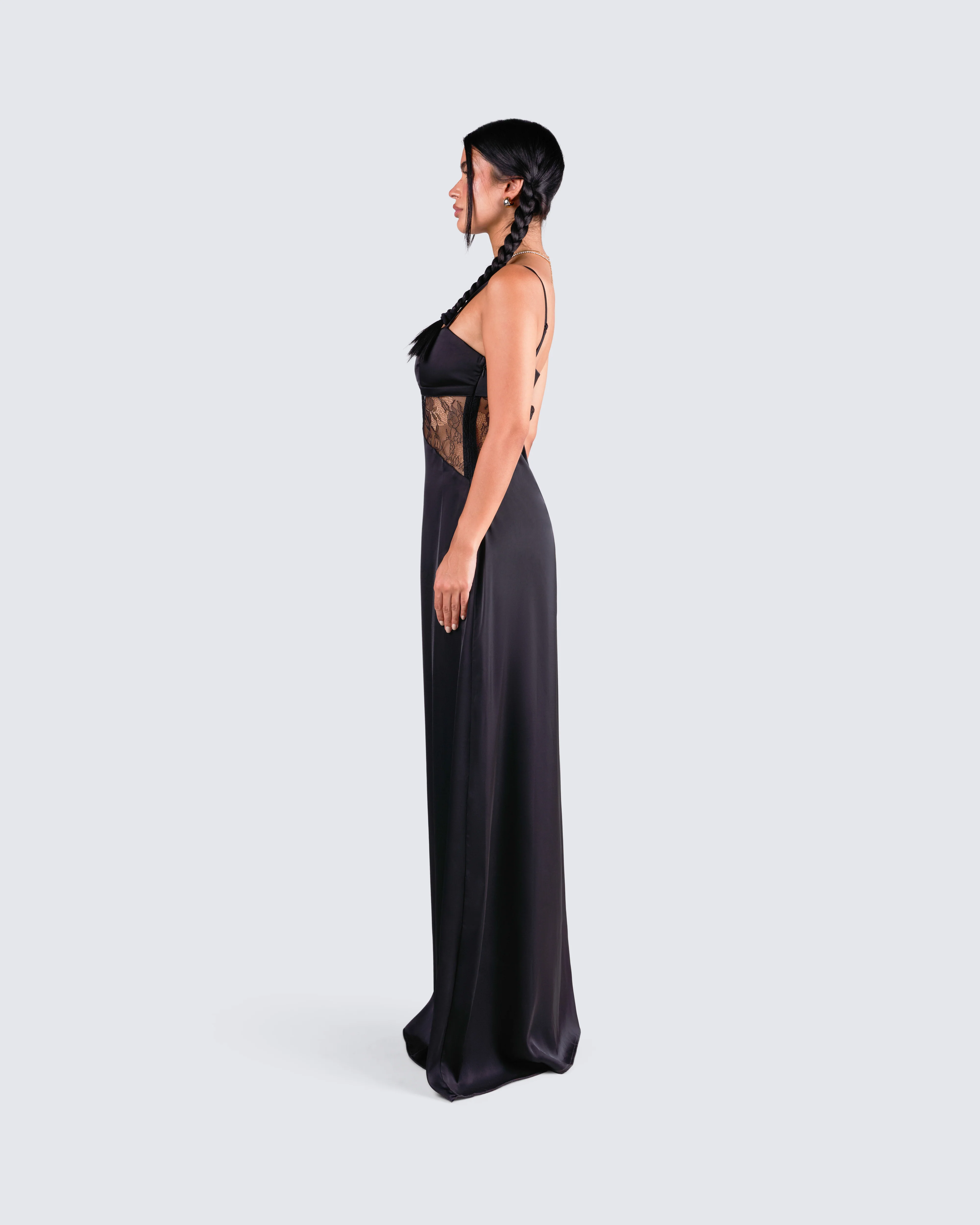 Mei Black Lace Insert Maxi Dress - Image 5