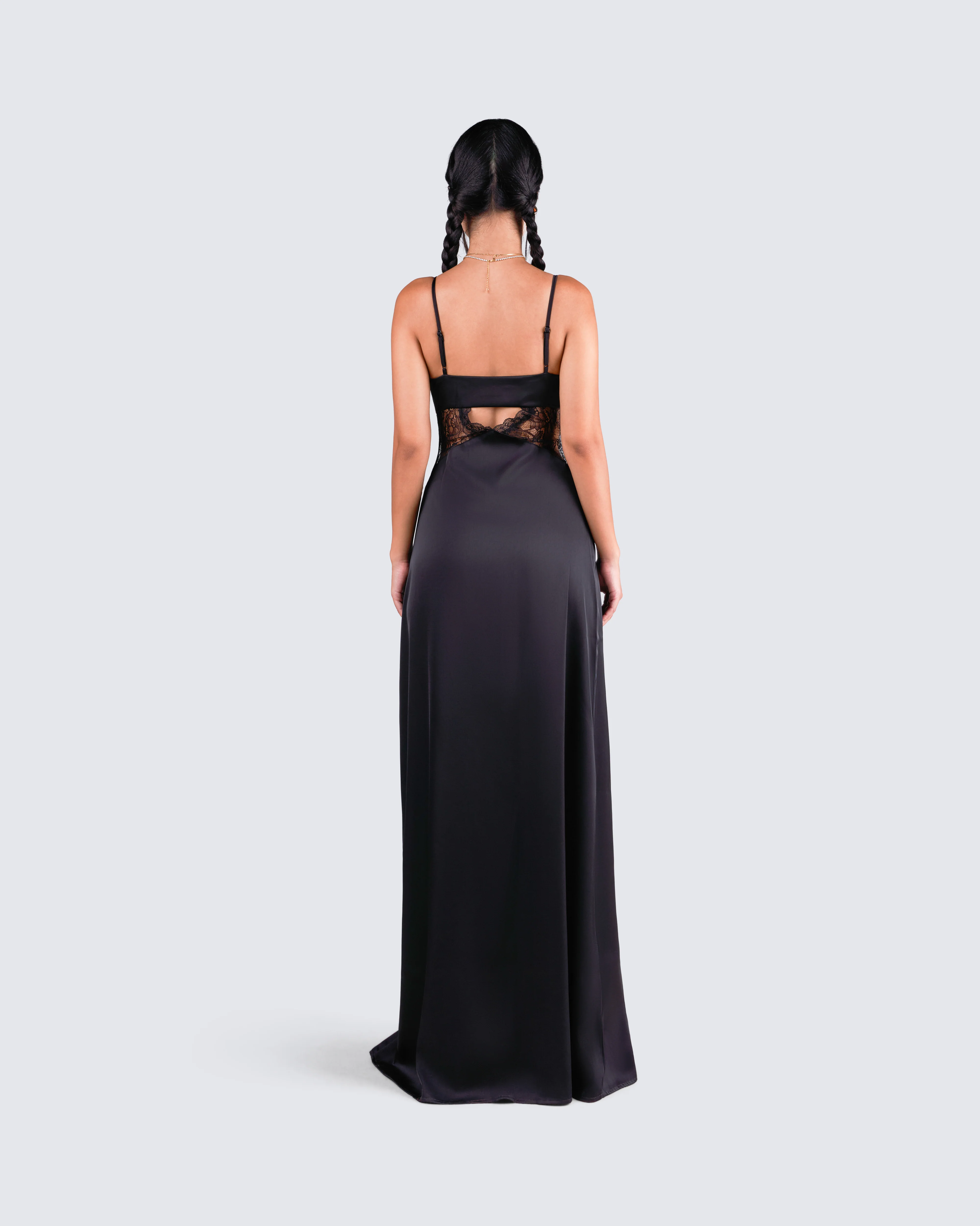 Mei Black Lace Insert Maxi Dress - Image 6