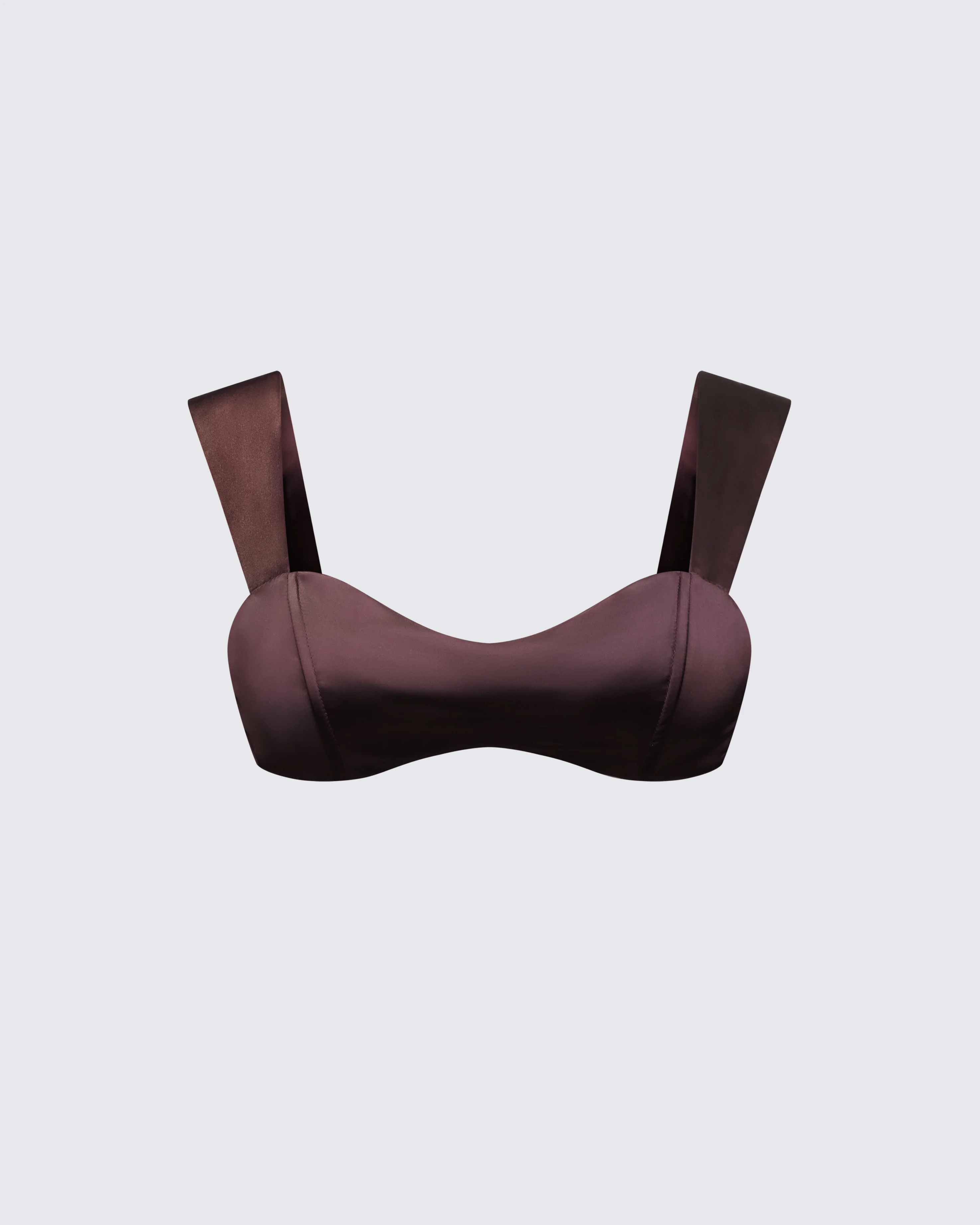 Mercedes Brown Satin Tie Crop Top