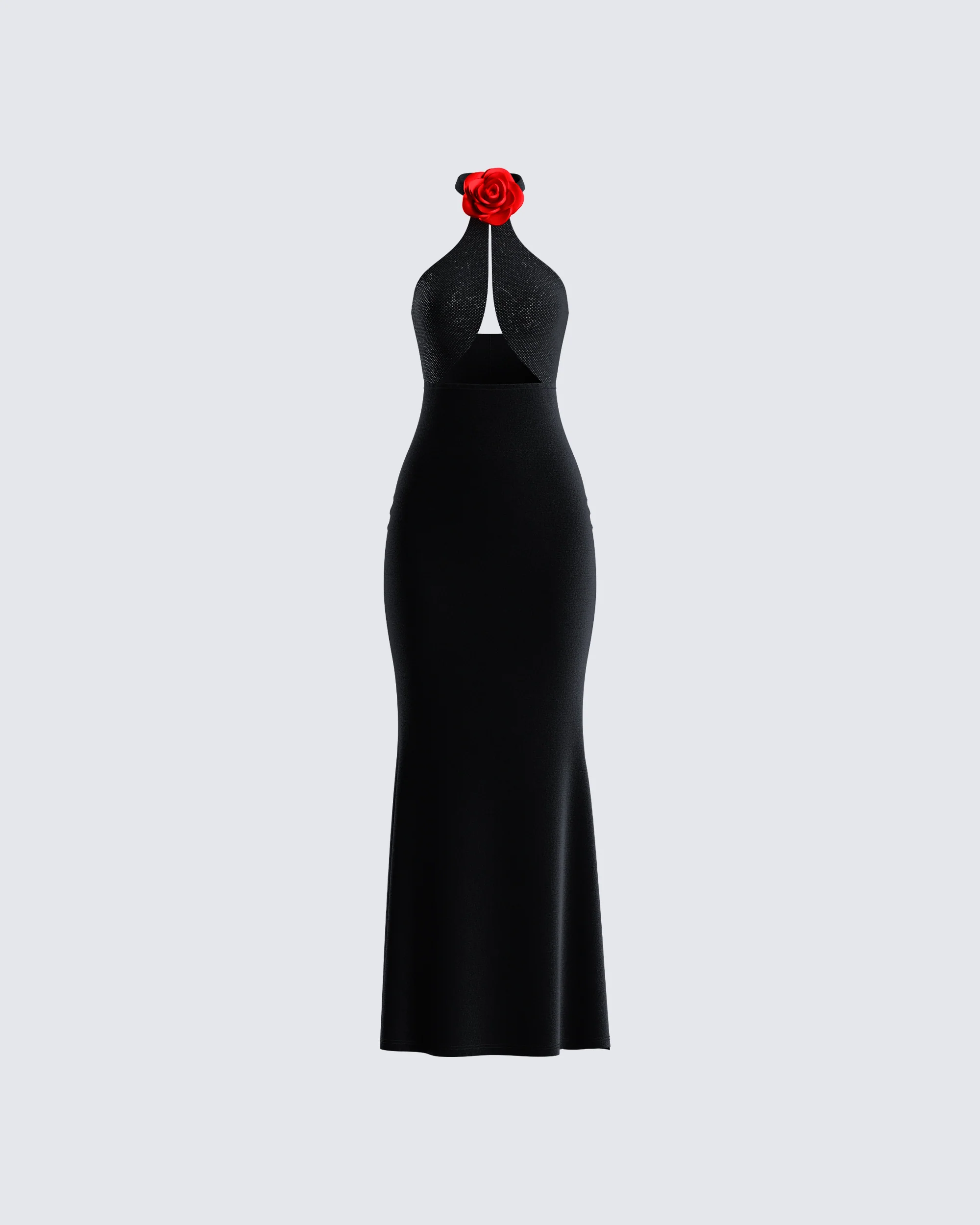 Nala Black Rhinestone Velvet Gown