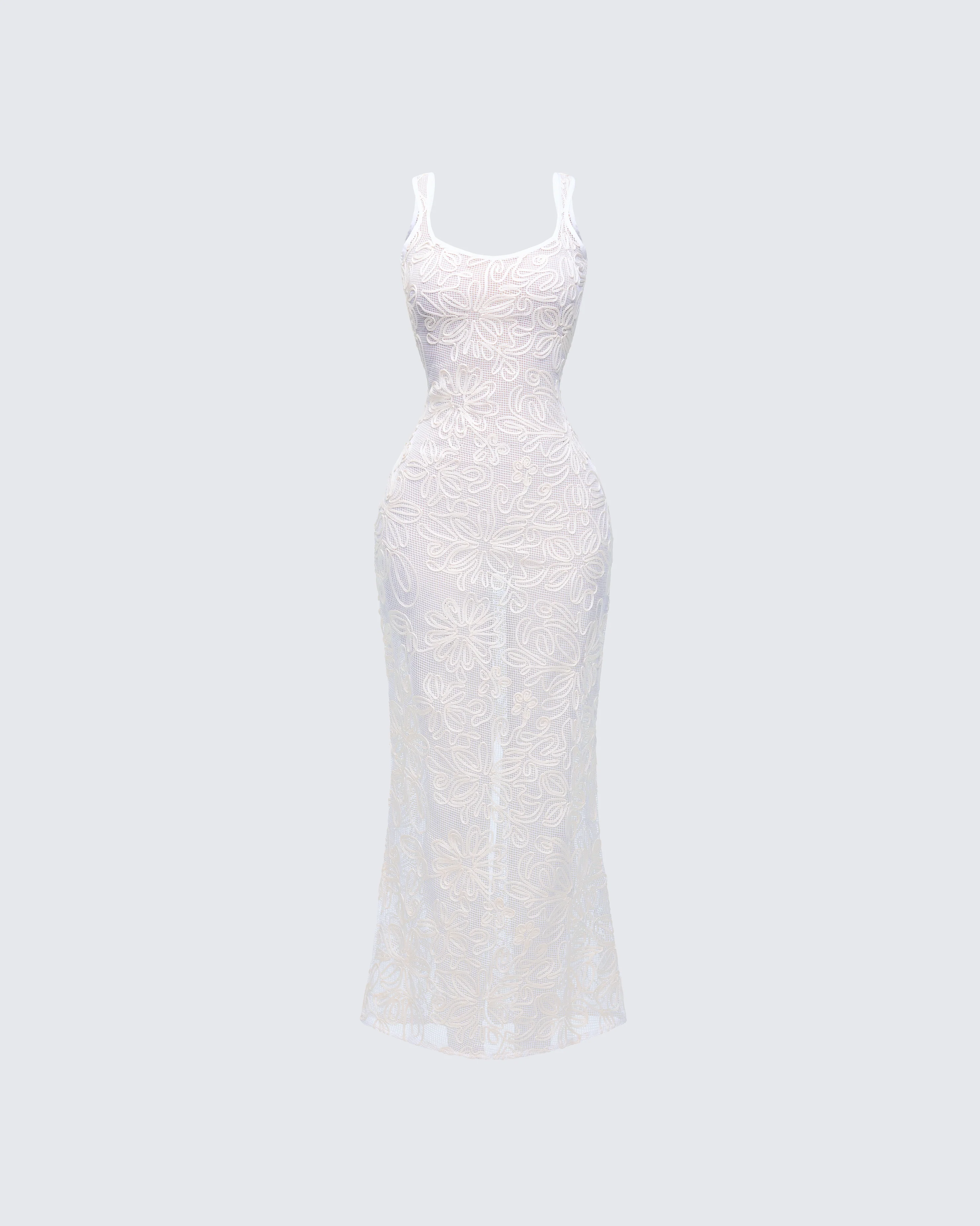 Nayela White Mesh Maxi Dress