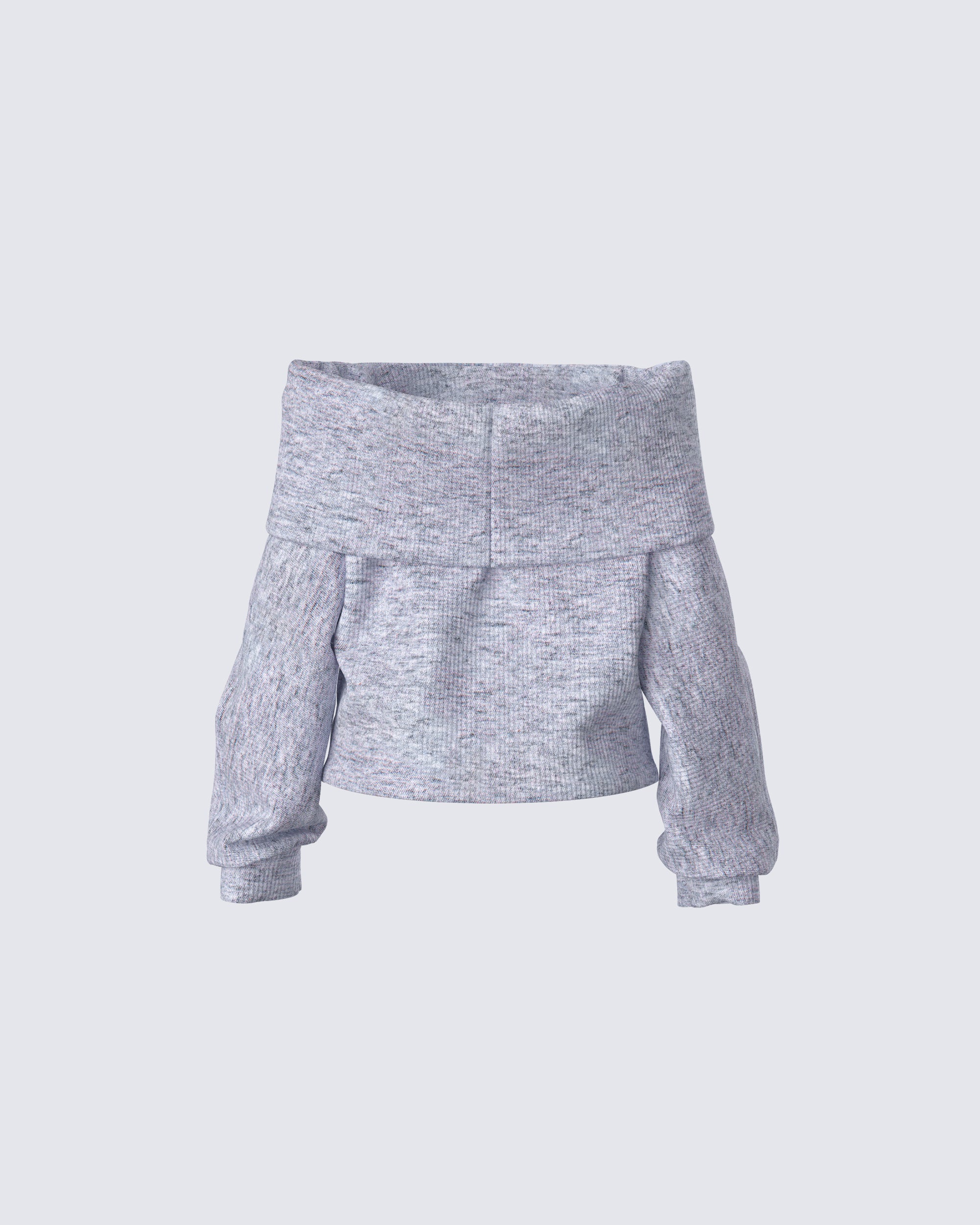 Nesa Grey Off Shoulder Sweater Top - Image 3