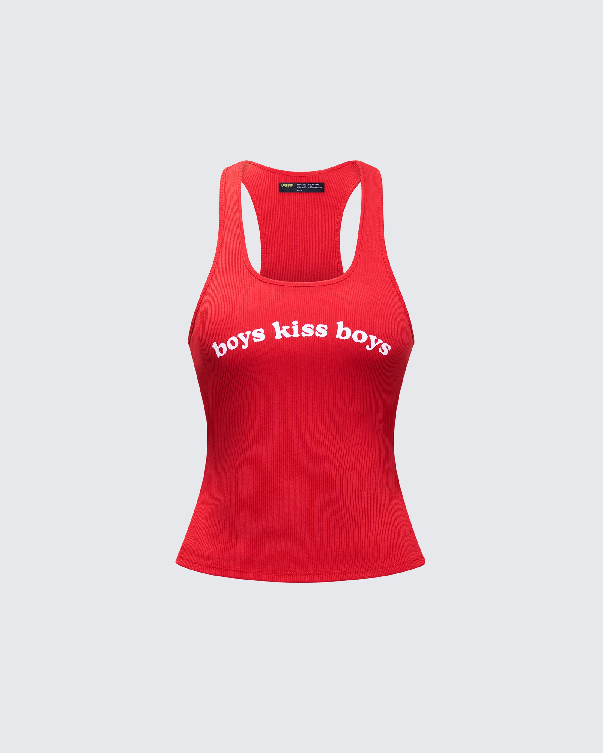 Noel Red Ribbed Slogan Tank