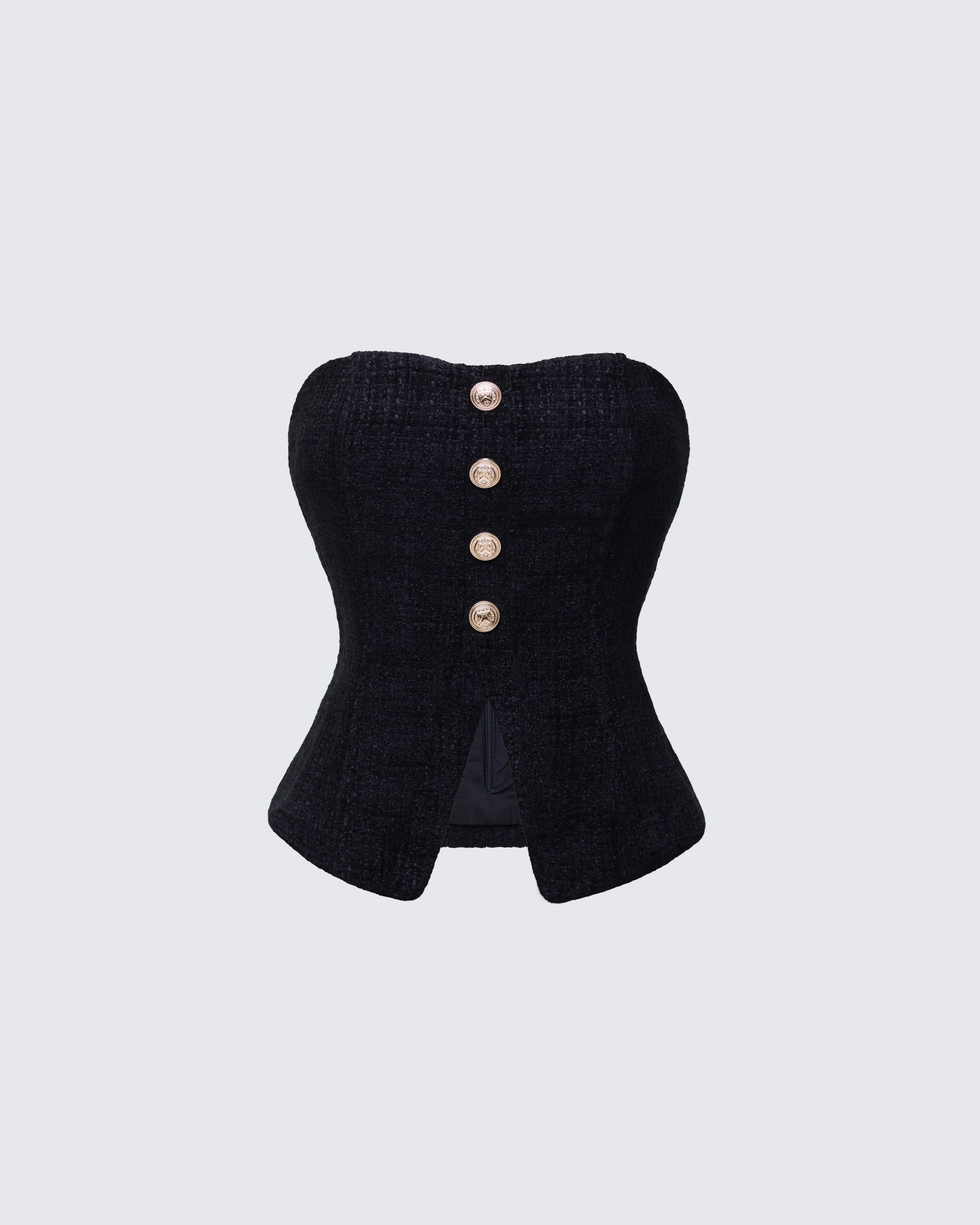Nomi Black Tweed Bandeau Top