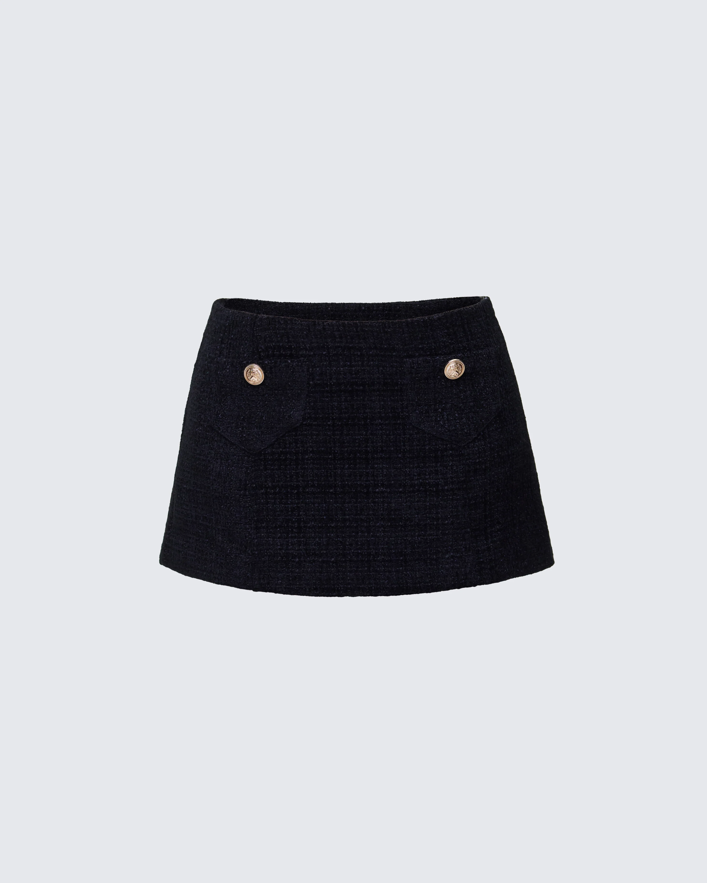 Nomi Black Tweed Mini Skirt
