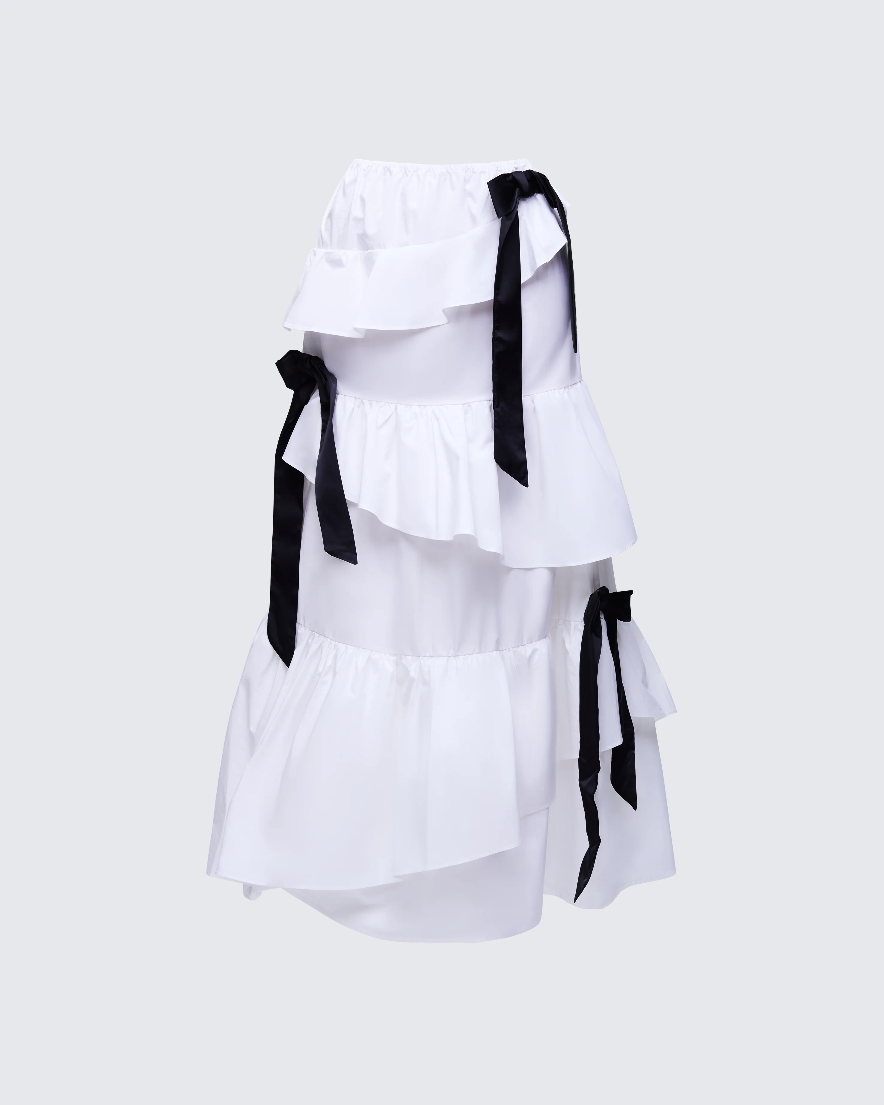 Noura White Poplin Tiered Maxi Skirt