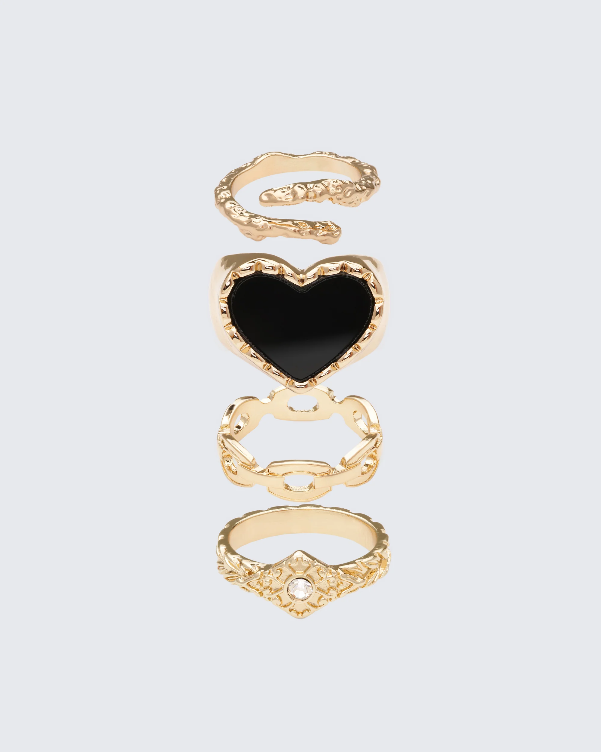 Nuala Gold Ring Set - 4 Pack