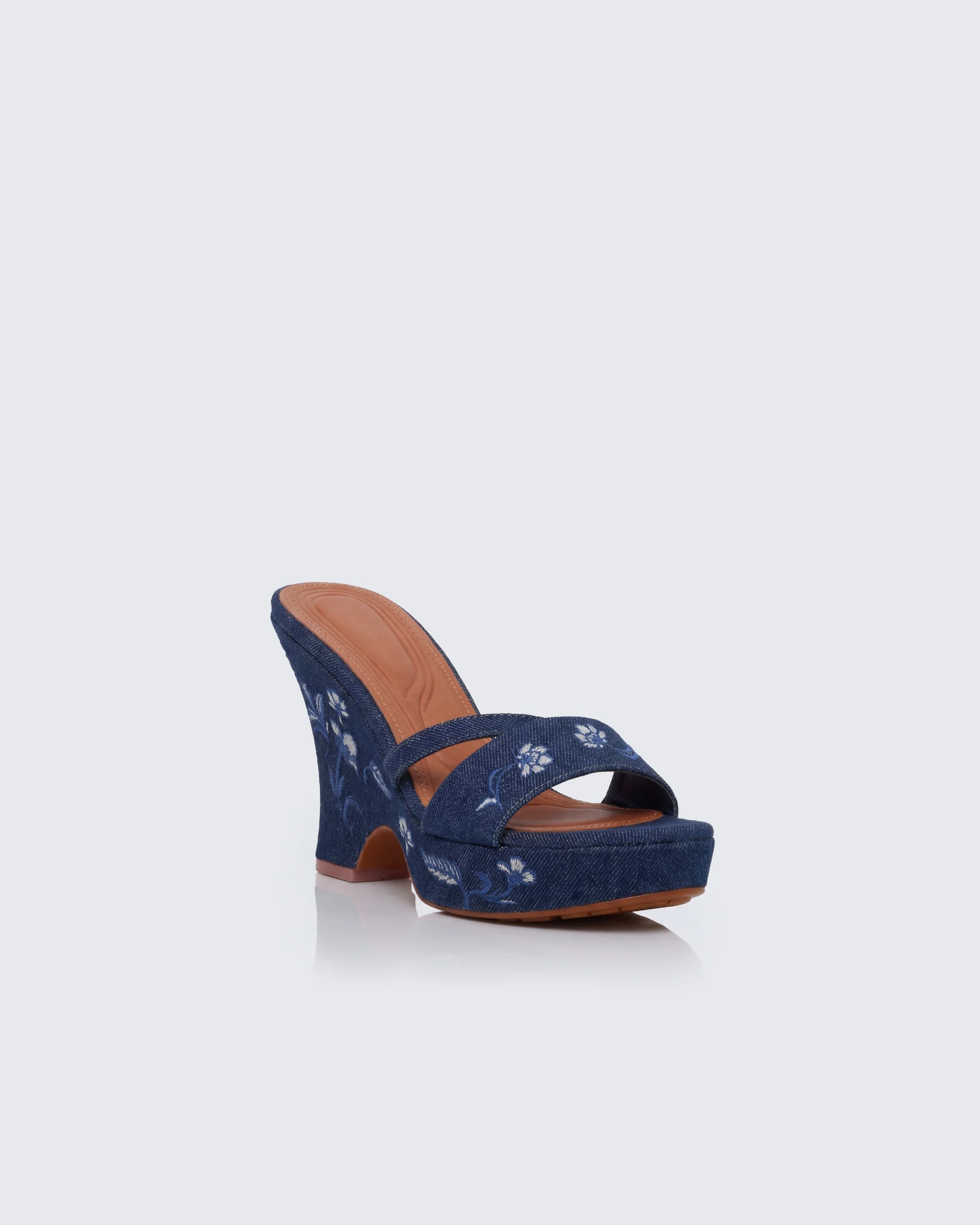Nuha Denim Embroidered Wedge - Image 2