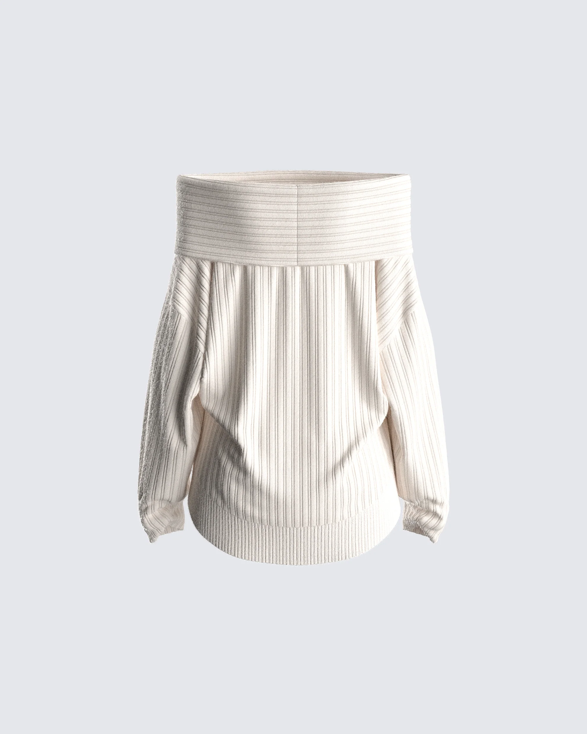 Nyx Ivory Off Shoulder Sweater Top - Image 3