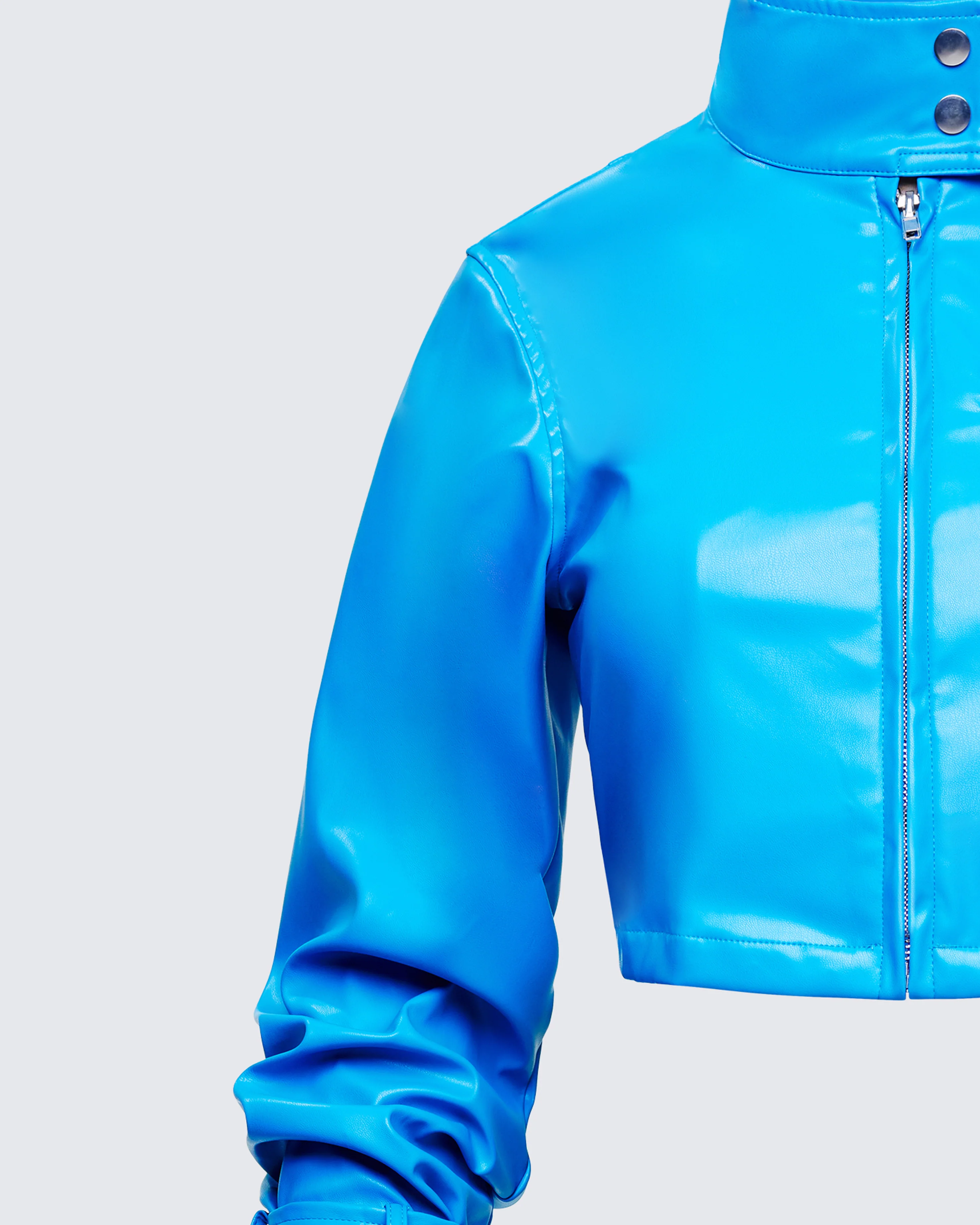 Orion Blue Vegan Leather Biker Jacket - Image 6