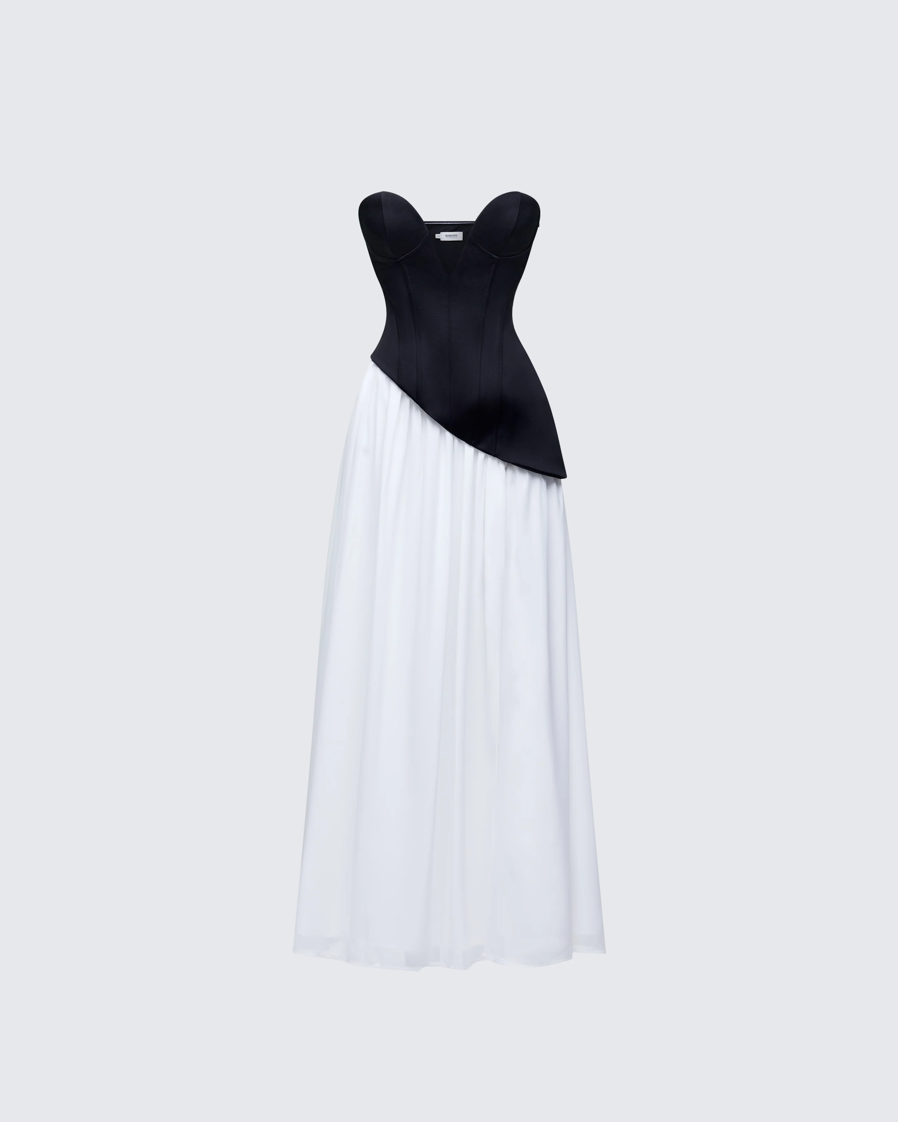 Pebla Black Crepe Contrast Maxi Dress