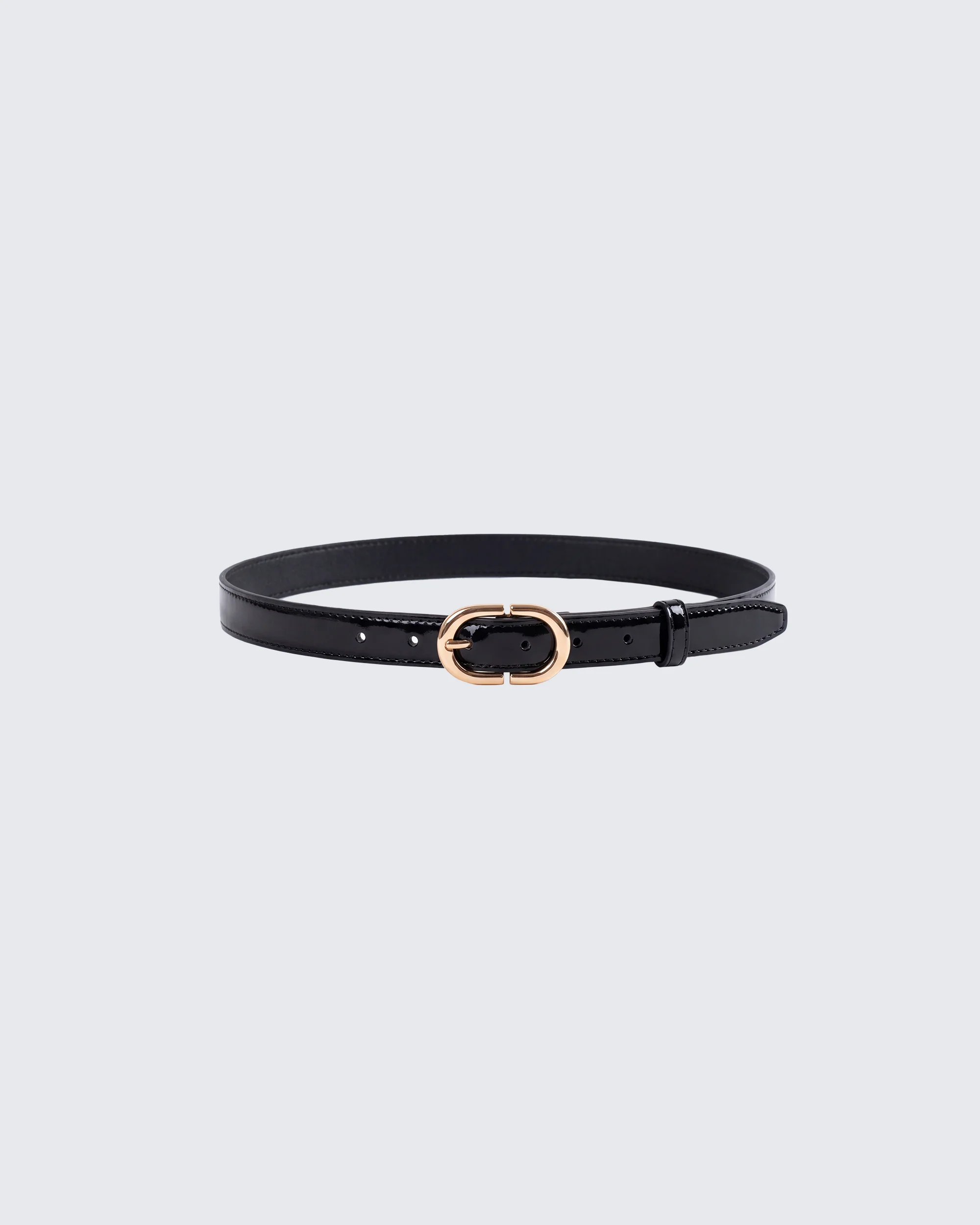 Perla Black Faux Leather Belt
