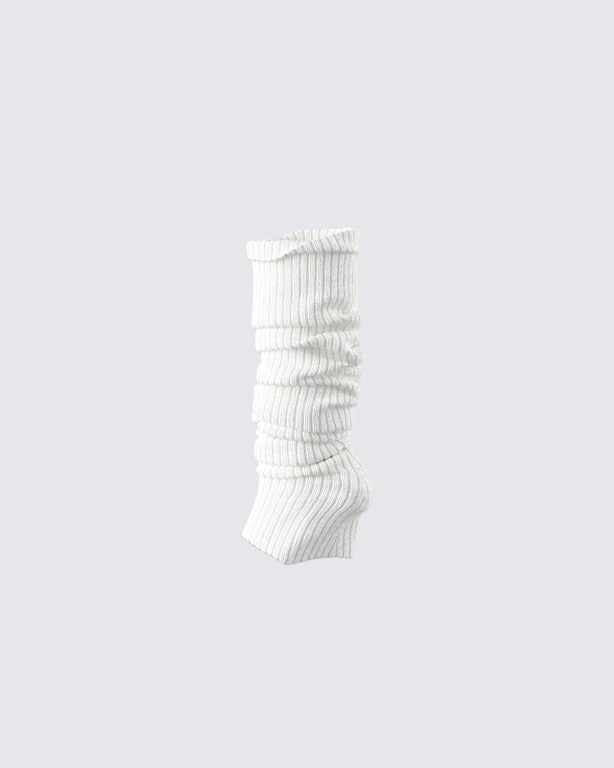 Pollie White Ribbed Leg Warmer - Image 2