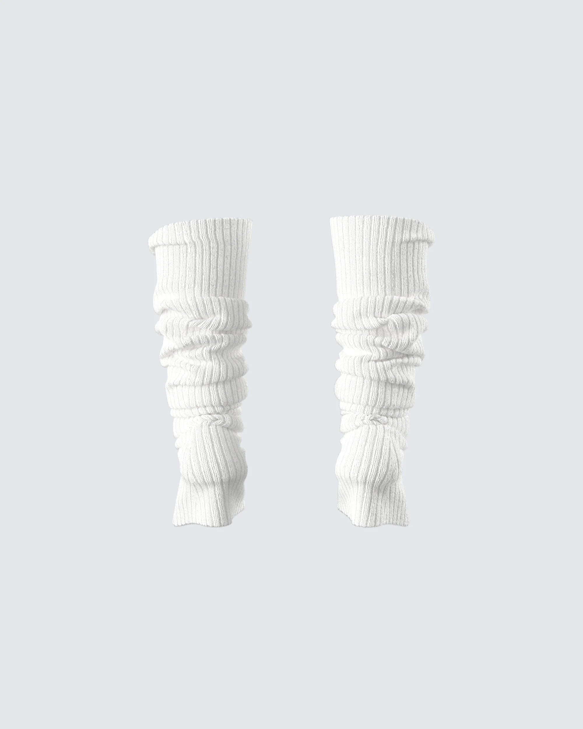 Pollie White Ribbed Leg Warmer - Image 3