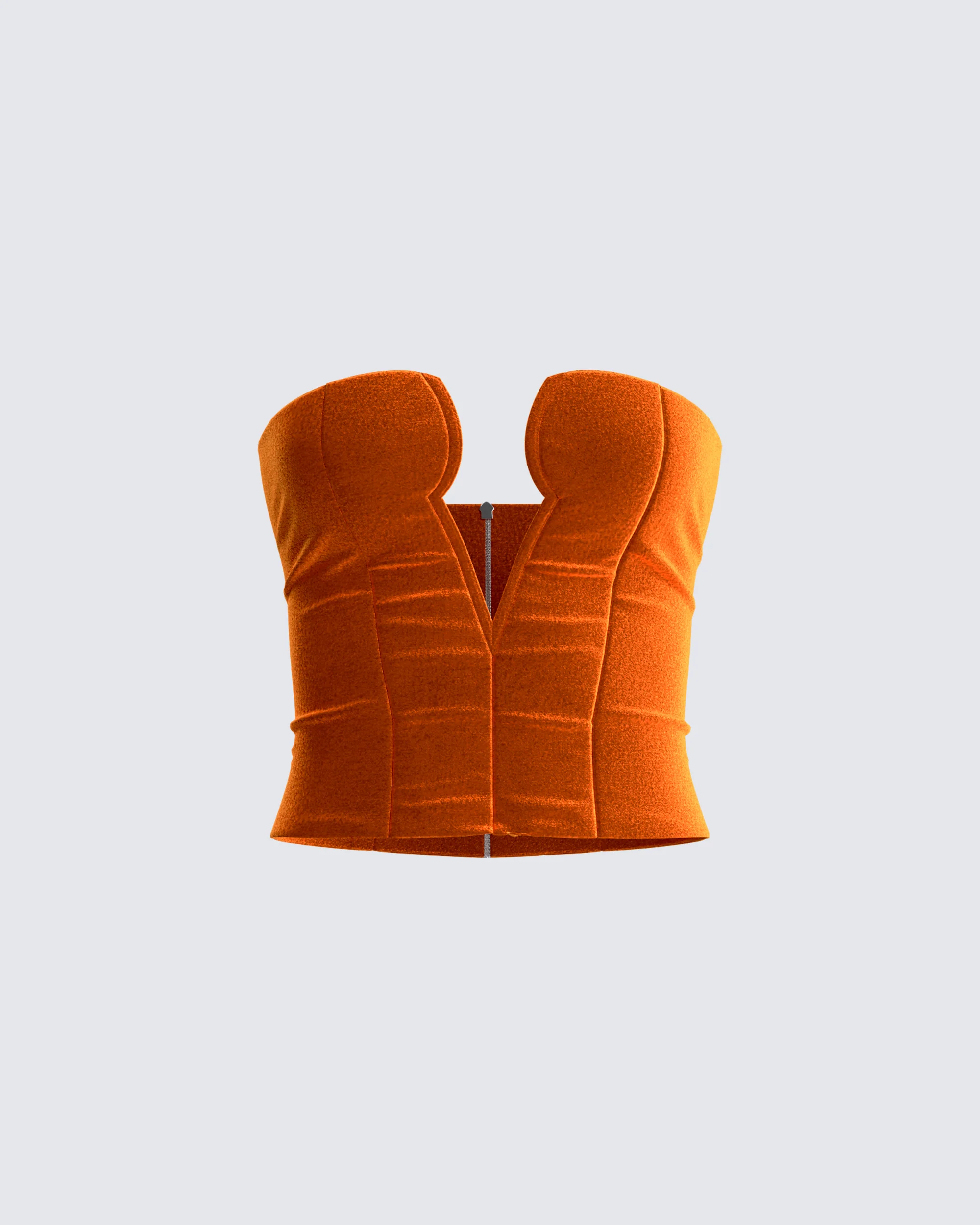 Rae Orange Velvet Strapless Top