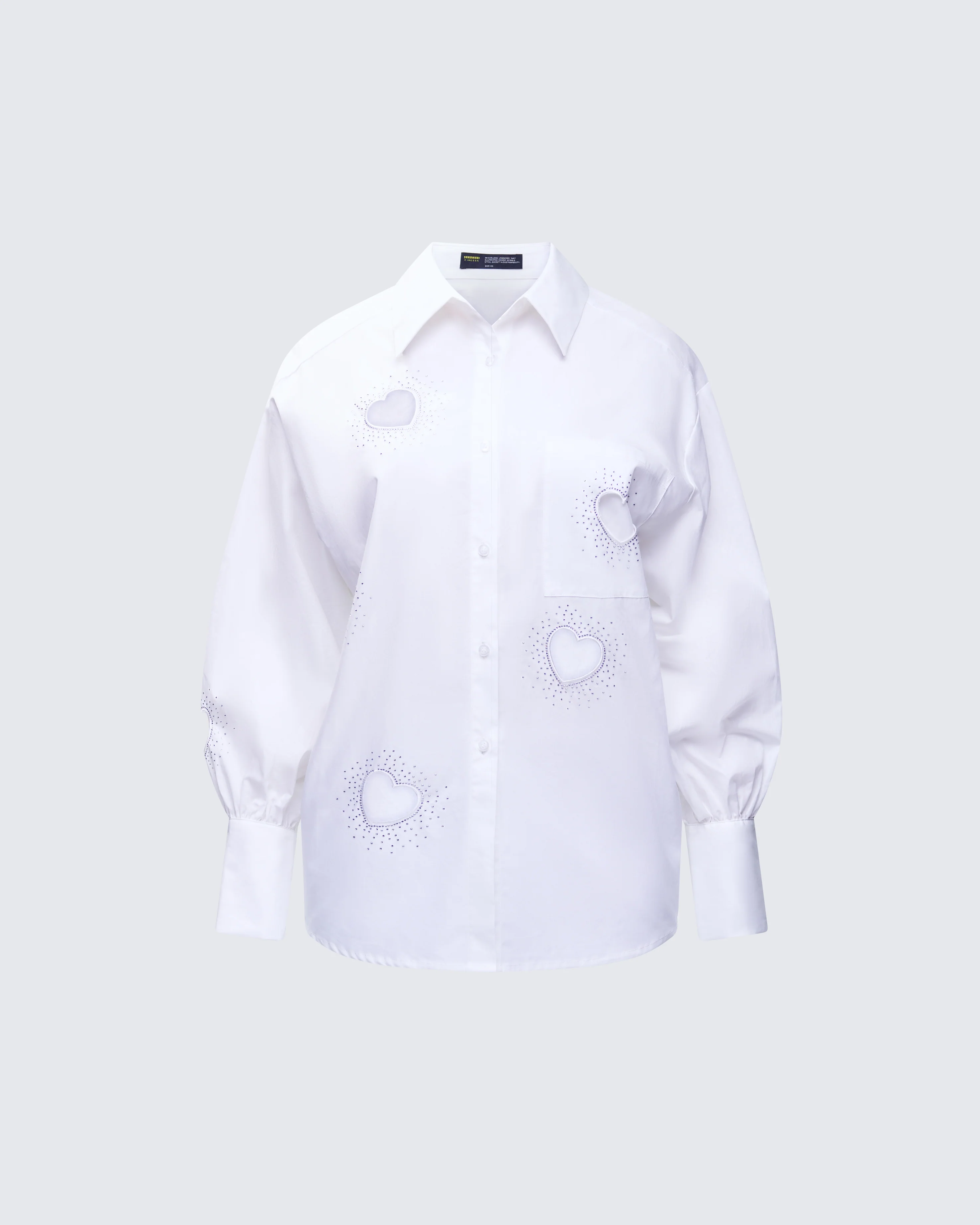 Rafaela White Heart Diamante Shirt