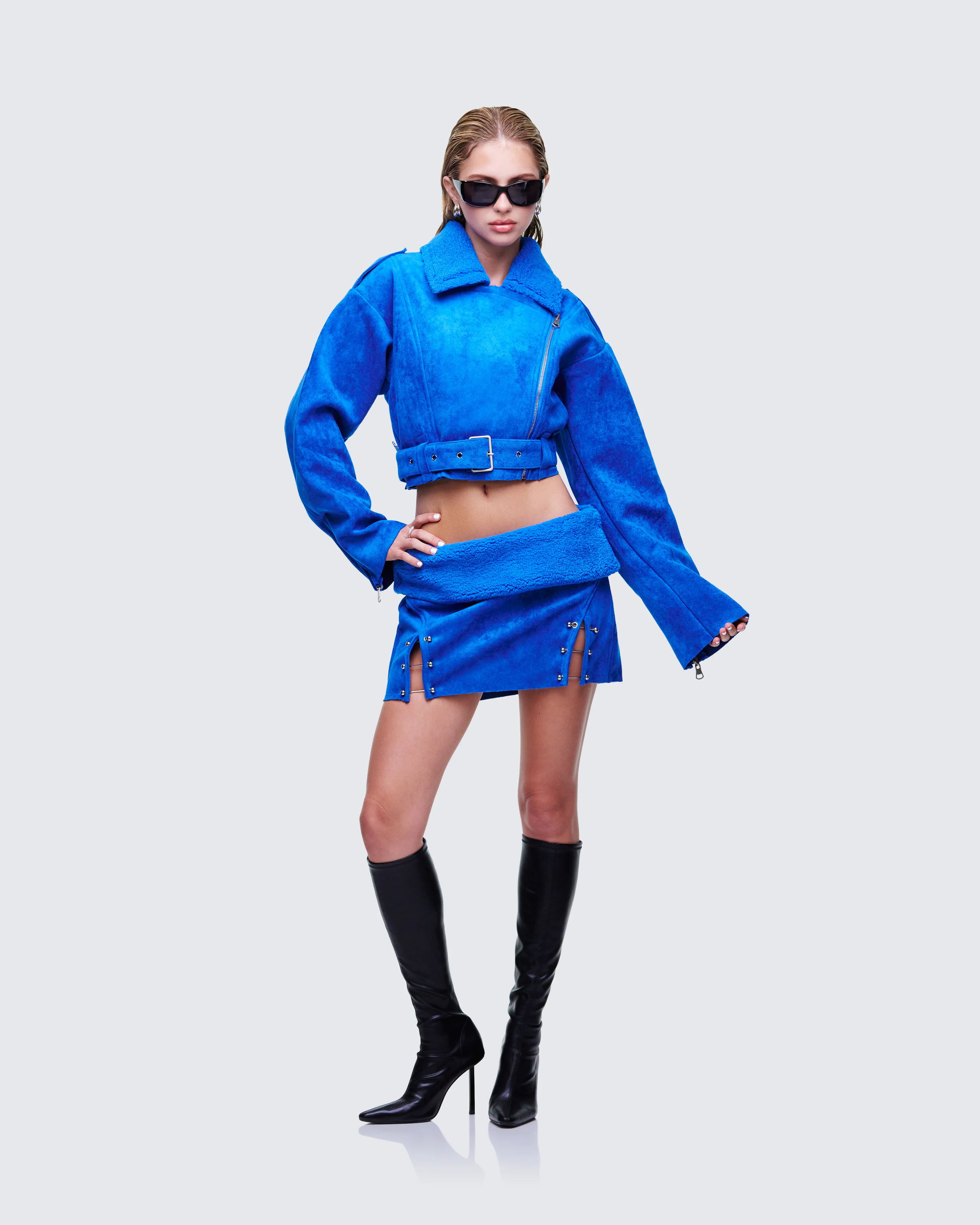 Ramona Blue Vegan Shearling Jacket - Image 5