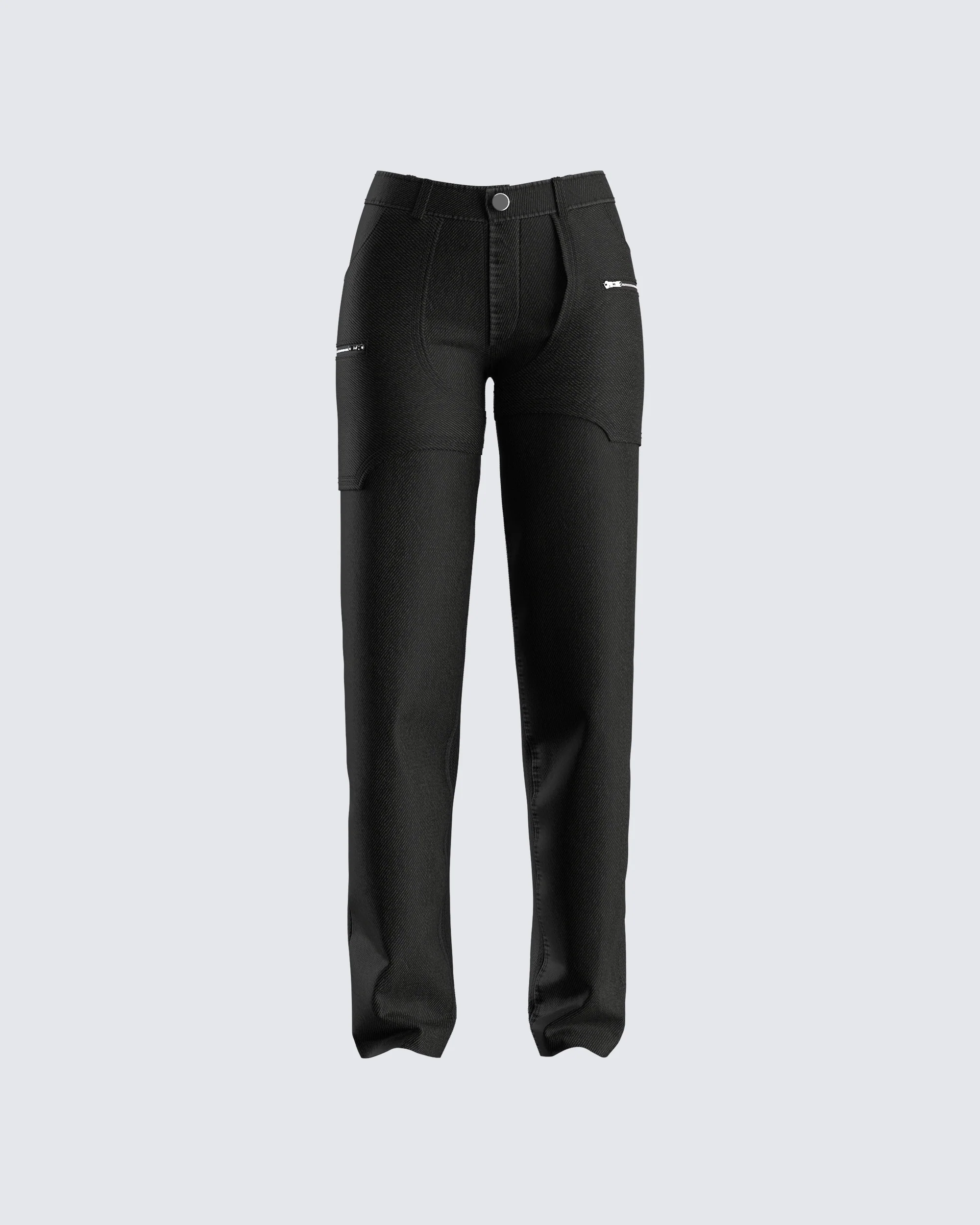 Renya Black Denim Paneled Jean
