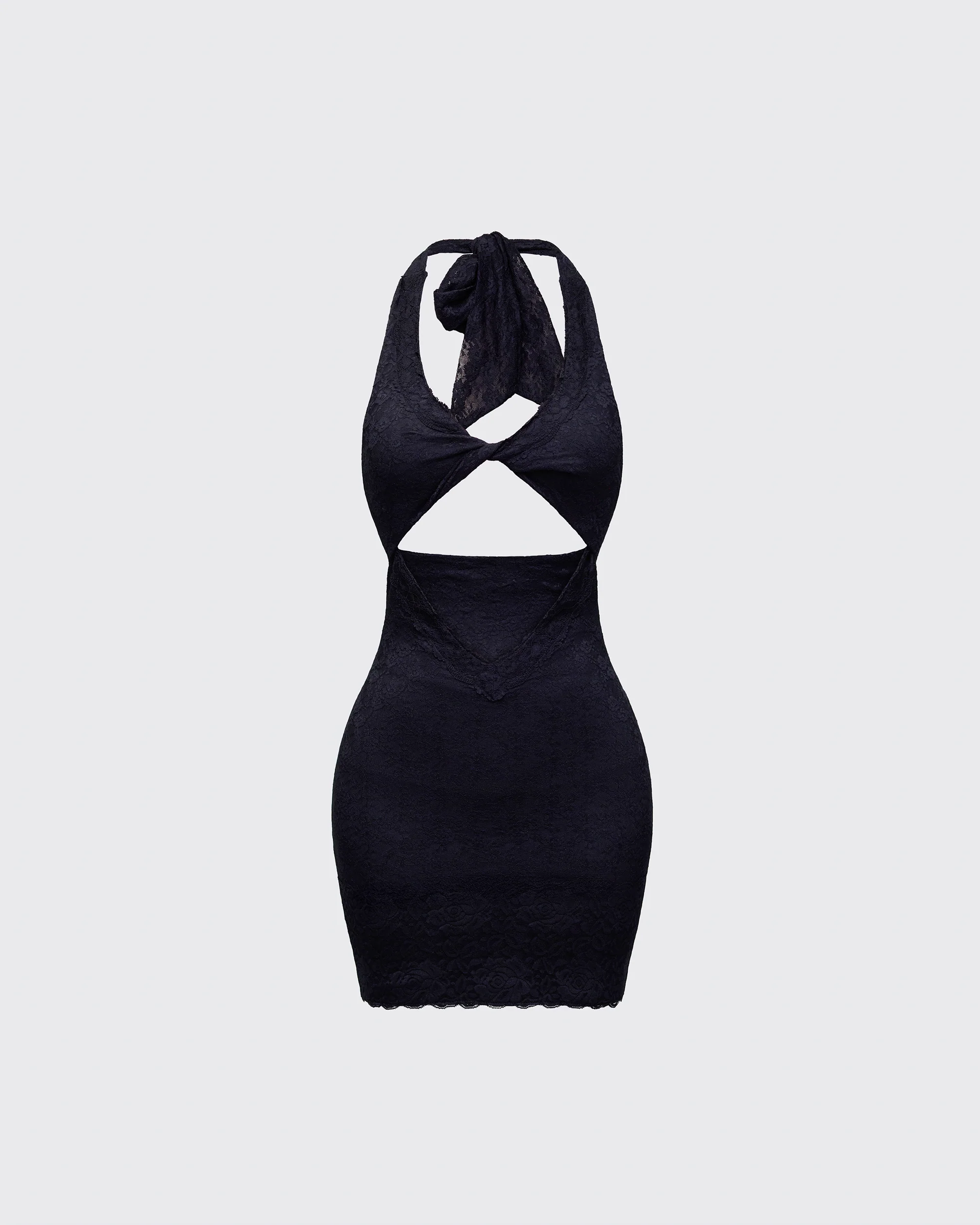 Rinna Black Lace Cut Out Mini Dress