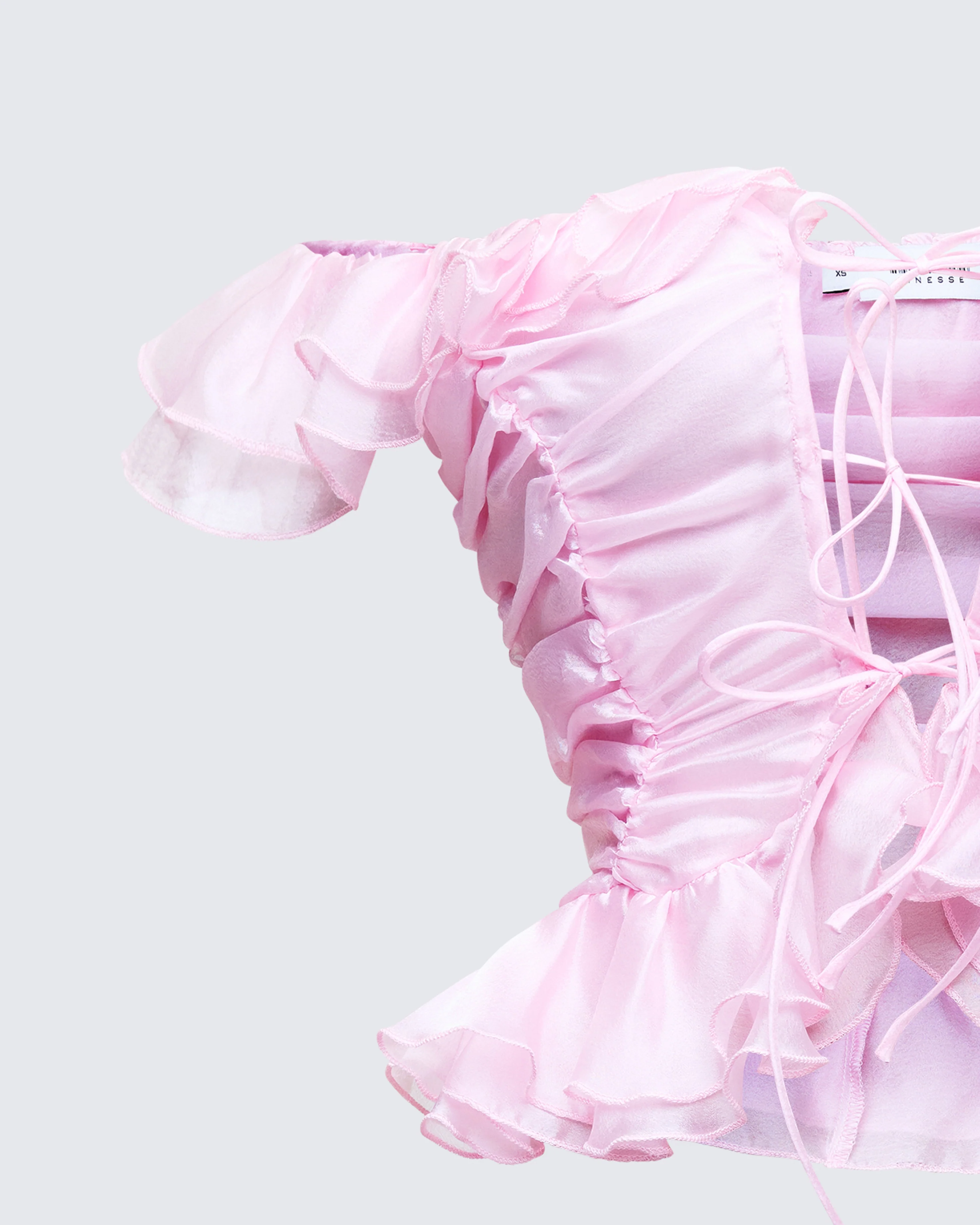 Sabella Blush Chiffon Sheer Top - Image 6