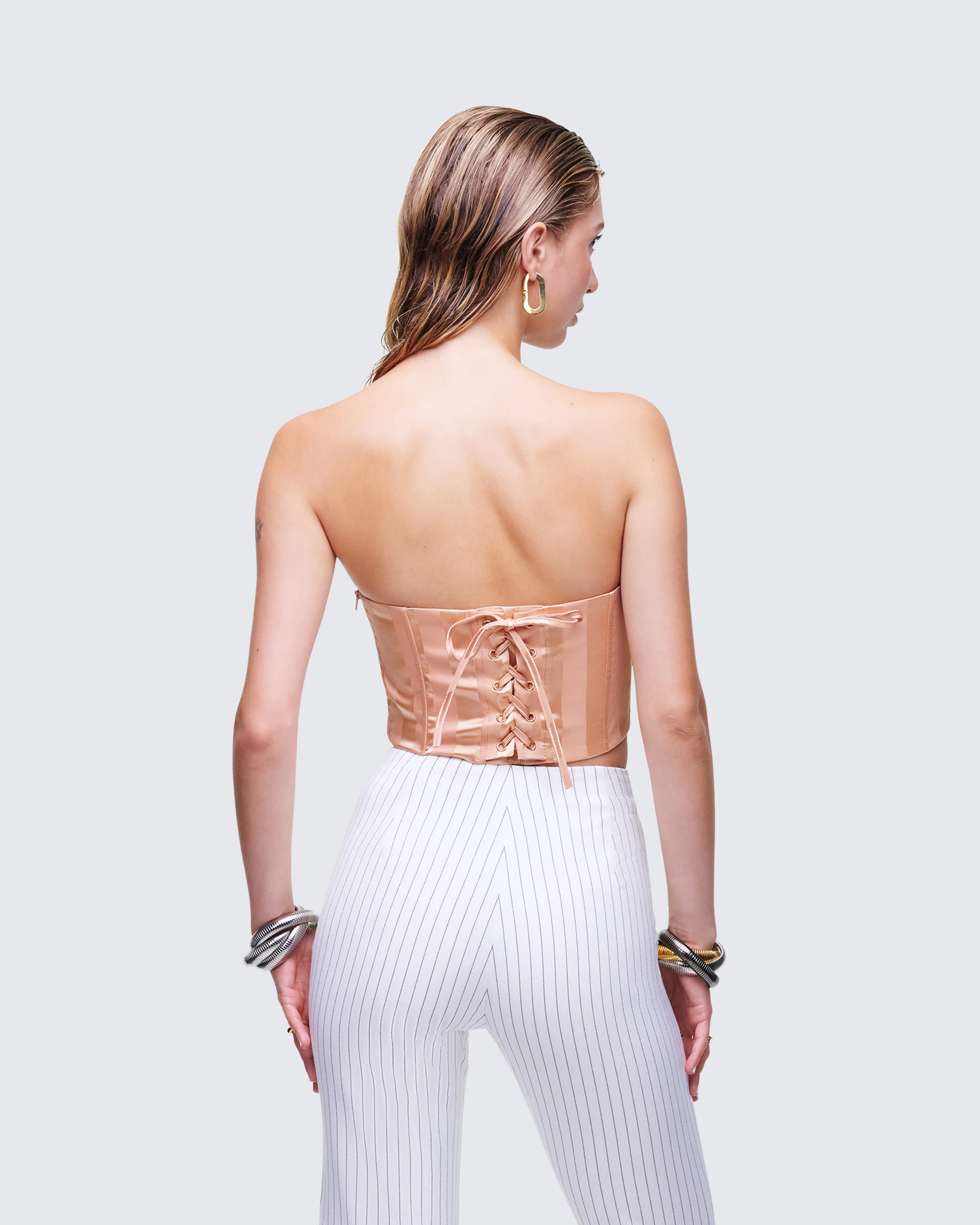 Salome Peach Stripe Corset Top - Image 4