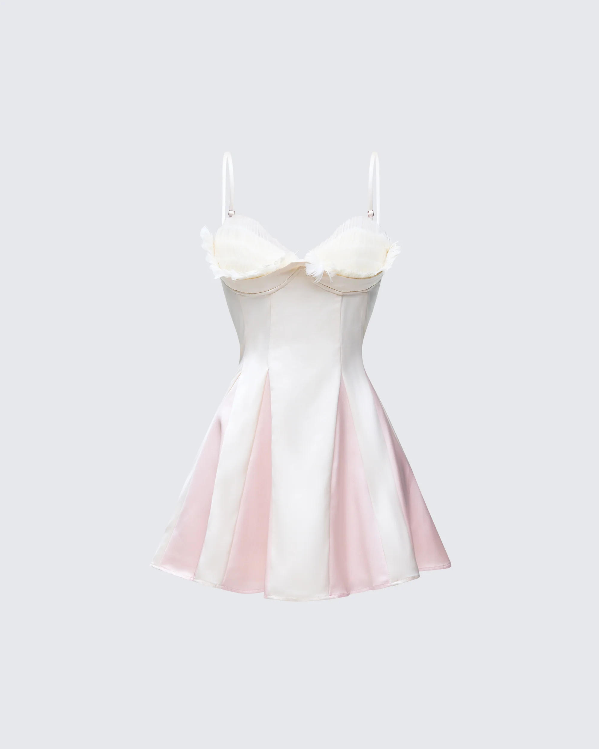 Seren Ivory Feather Bust Mini Dress