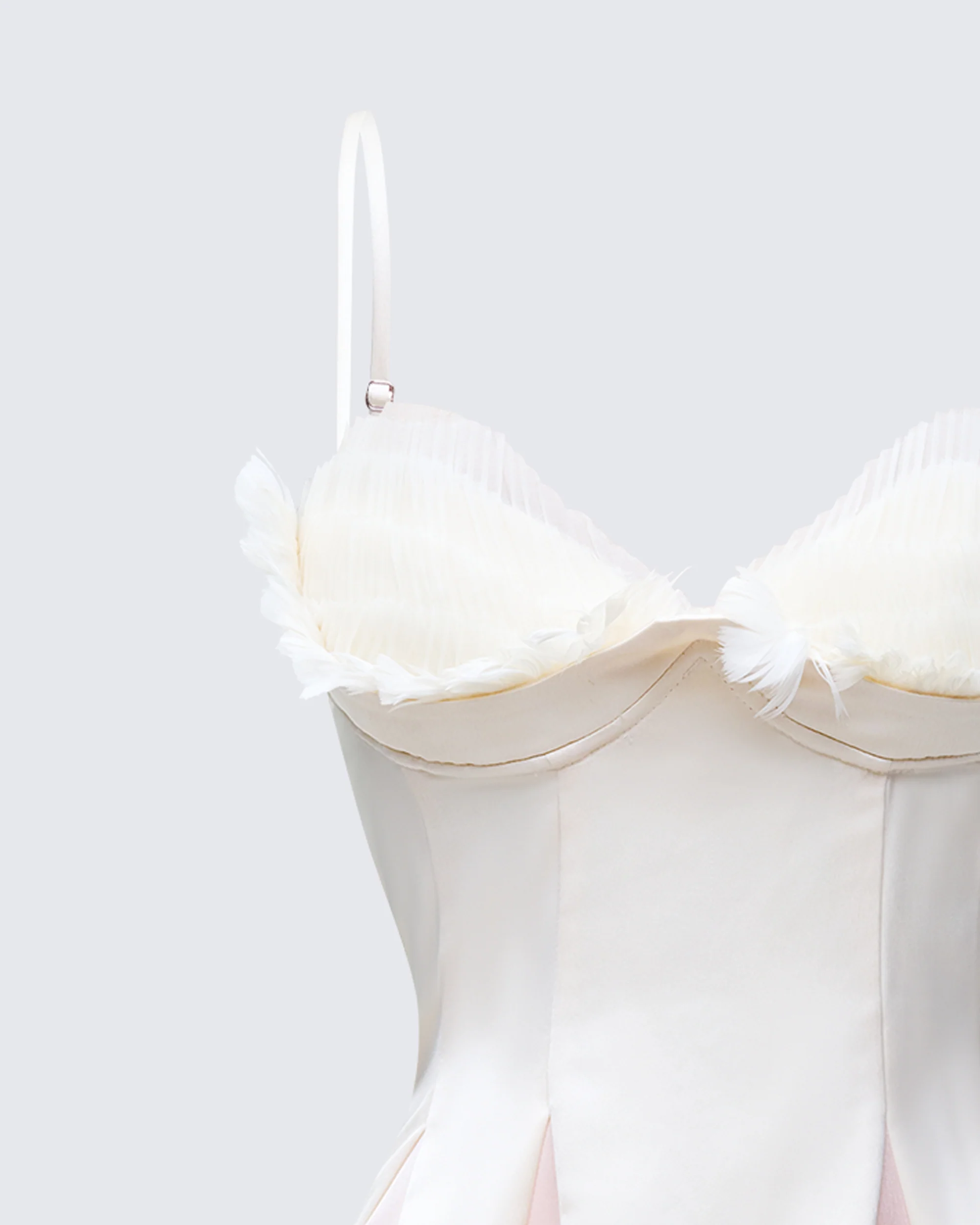 Seren Ivory Feather Bust Mini Dress - Image 6