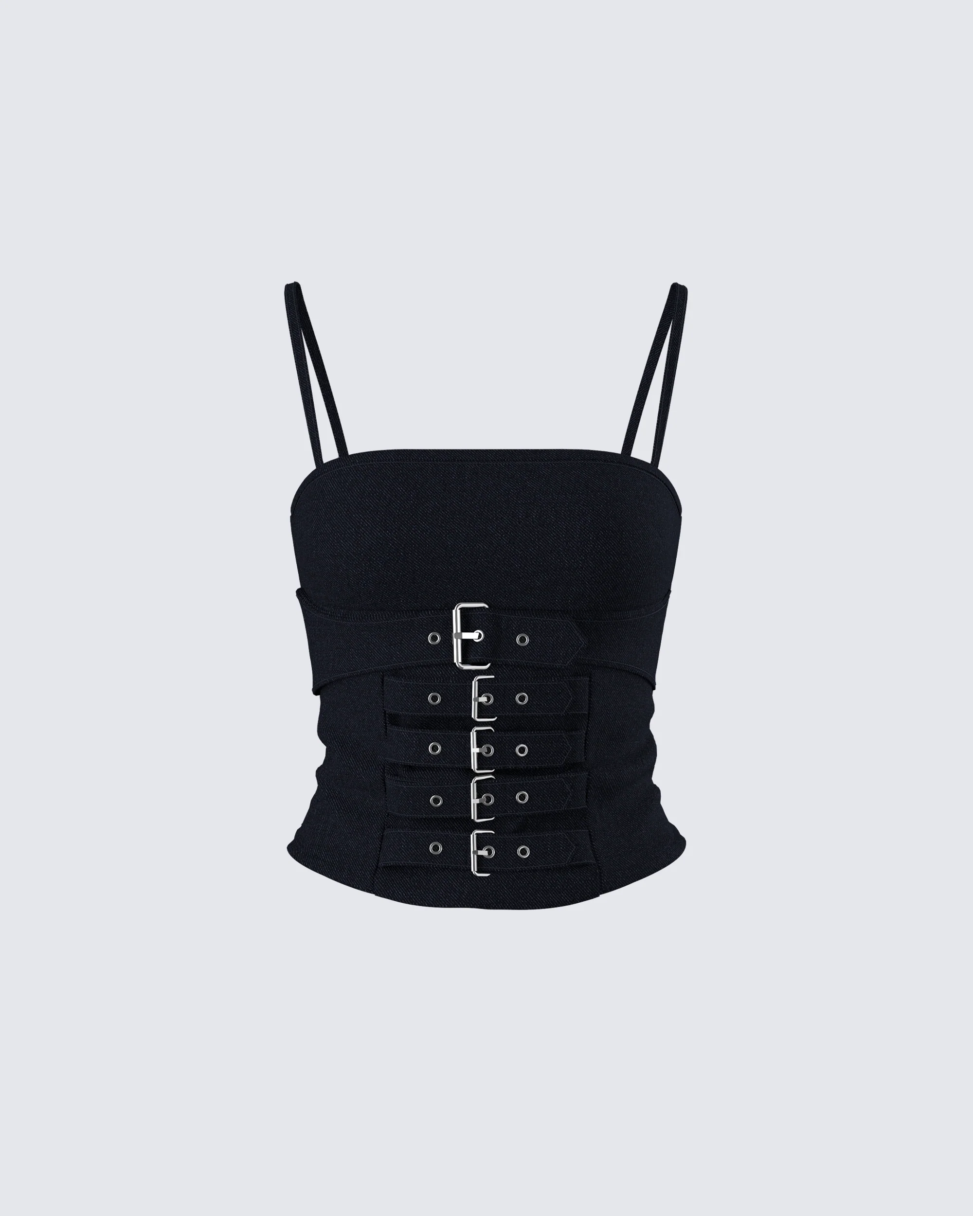 Serenity Black Denim Buckle Top