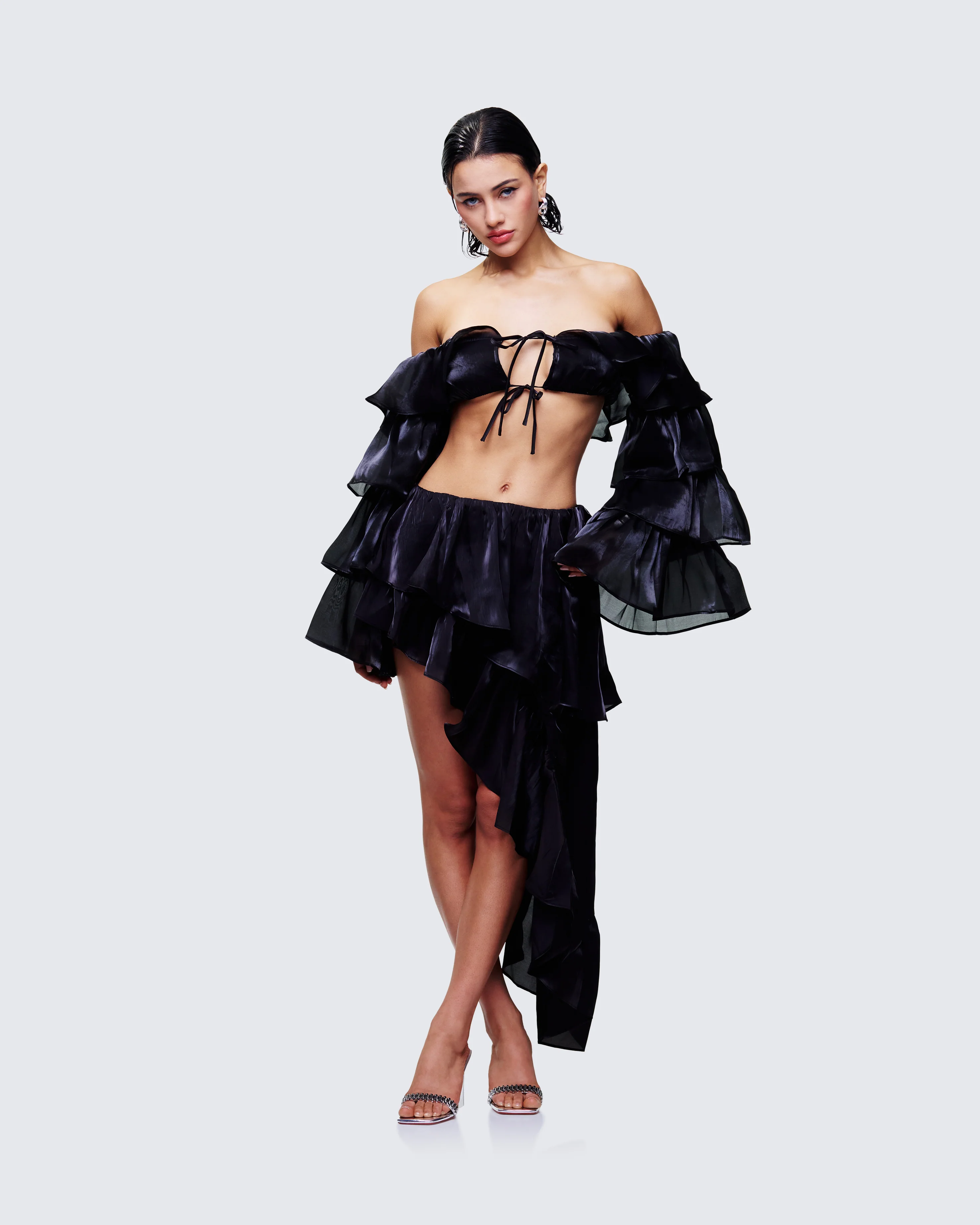 Skipper Black Ruffle Asymmetrical Skirt - Image 5