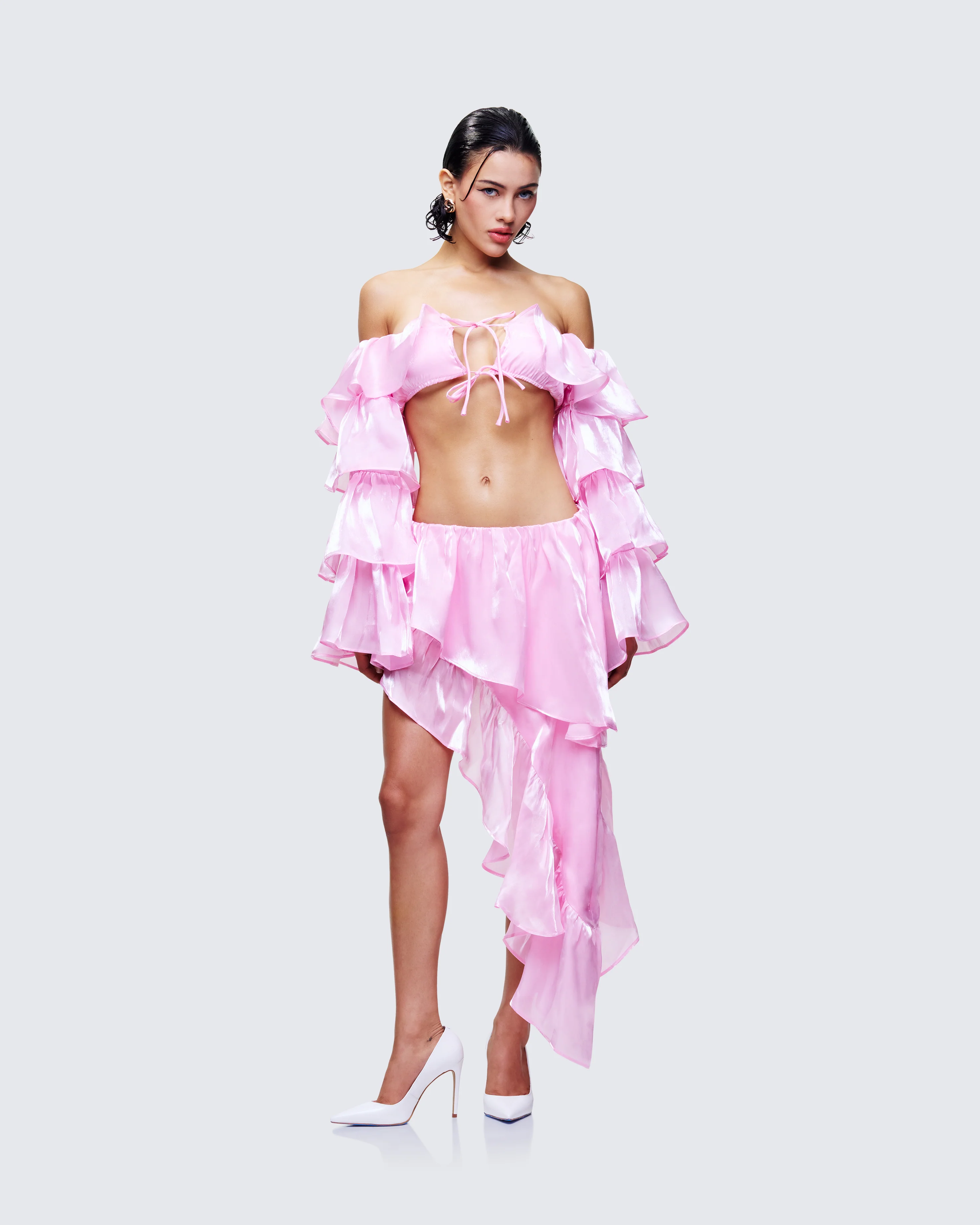 Skipper Pink Ruffle Asymmetrical Skirt - Image 5