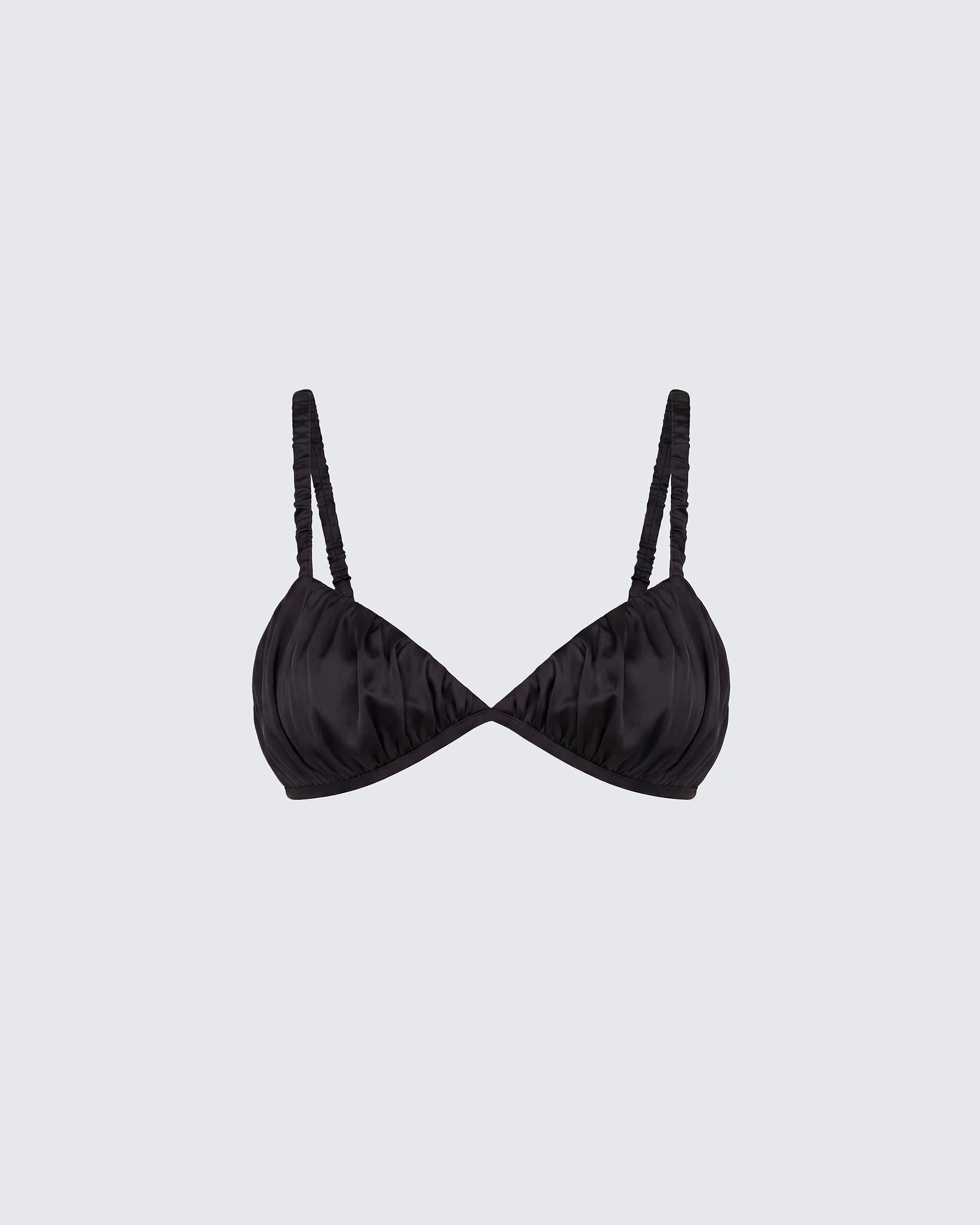 Suzanna Black Satin Gathered Bra Top
