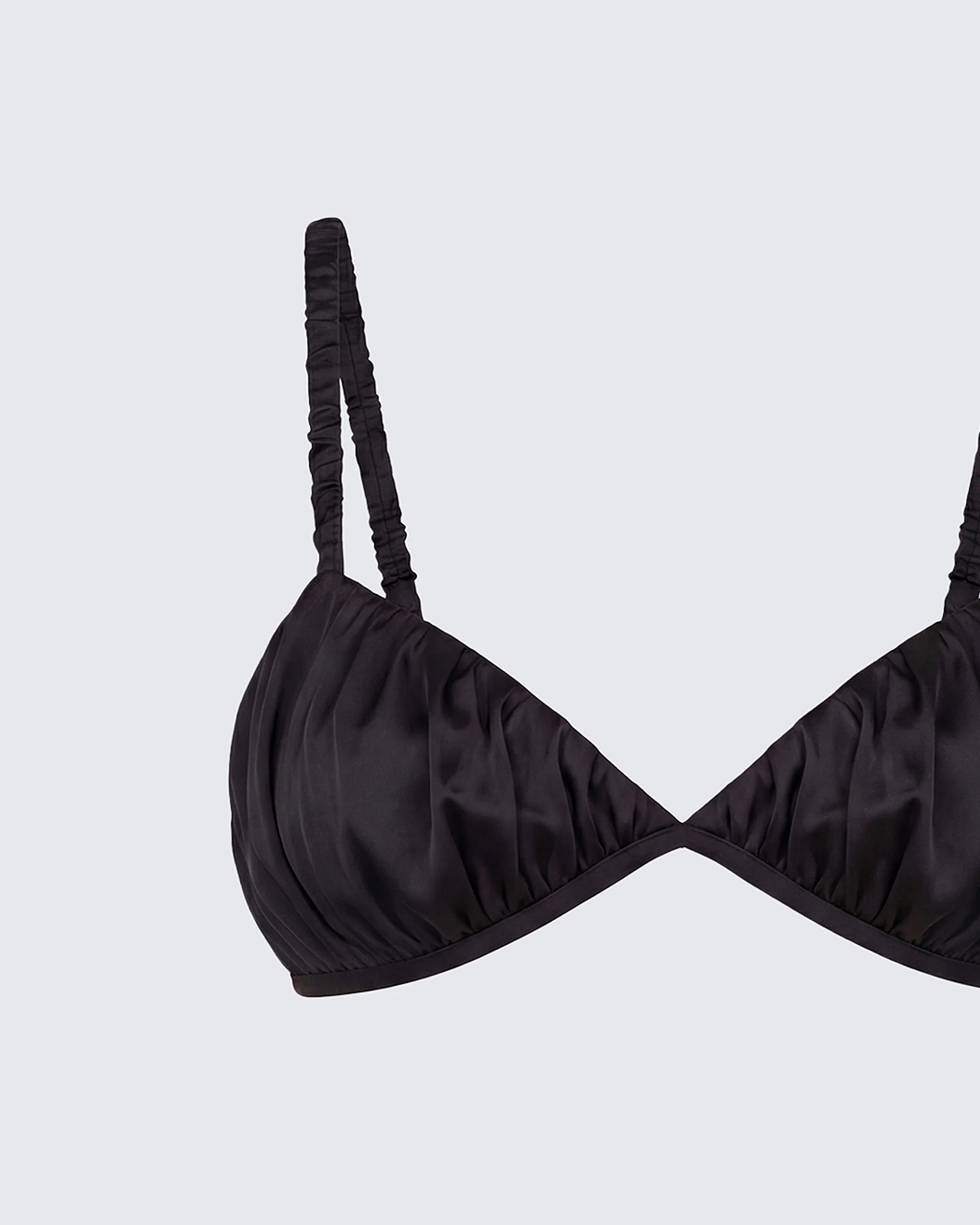 Suzanna Black Satin Gathered Bra Top - Image 6